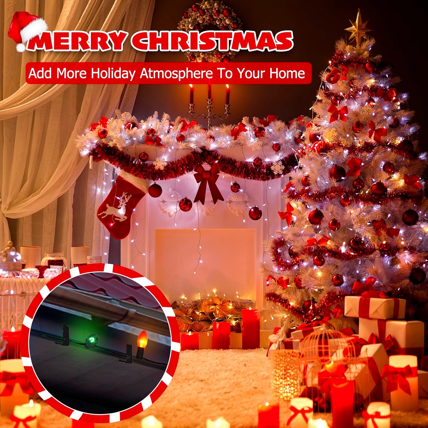 Christmas Light Hanger Clips Fascia Board Light Clips Plastic Holiday Deck Banister Hanger for Christmas Fascia Board Roof Gutter Fence Eave Decoration, Black (30 PCS, 7/8