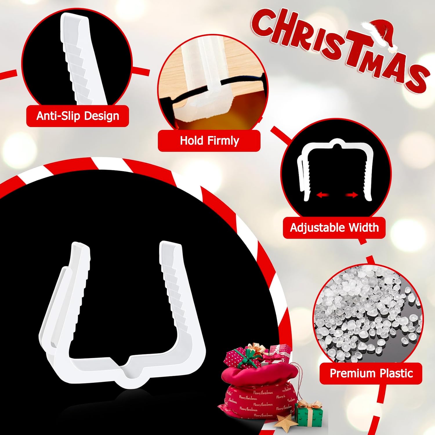 Christmas Light Hanger Clips, Fascia Board Clips, Deck Banister Light Clips, Plastic Holiday Light Clips for Christmas Fascia Board Roof Gutter Fence Eave Decoration (30 PCS, 1 5/8