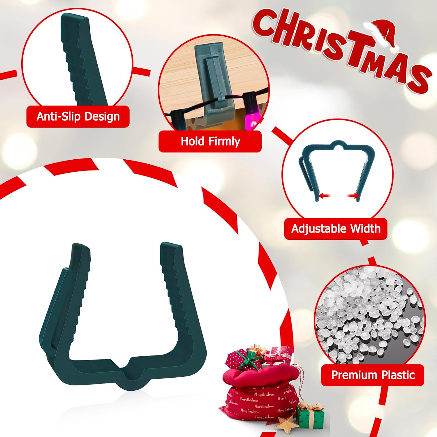 Christmas Light Hanger Clips Fascia Board Light Clips Plastic Holiday Deck Banister Hanger for Christmas Fascia Board Roof Gutter Fence Eave Decoration, Green (30 PCS, 1 5/8
