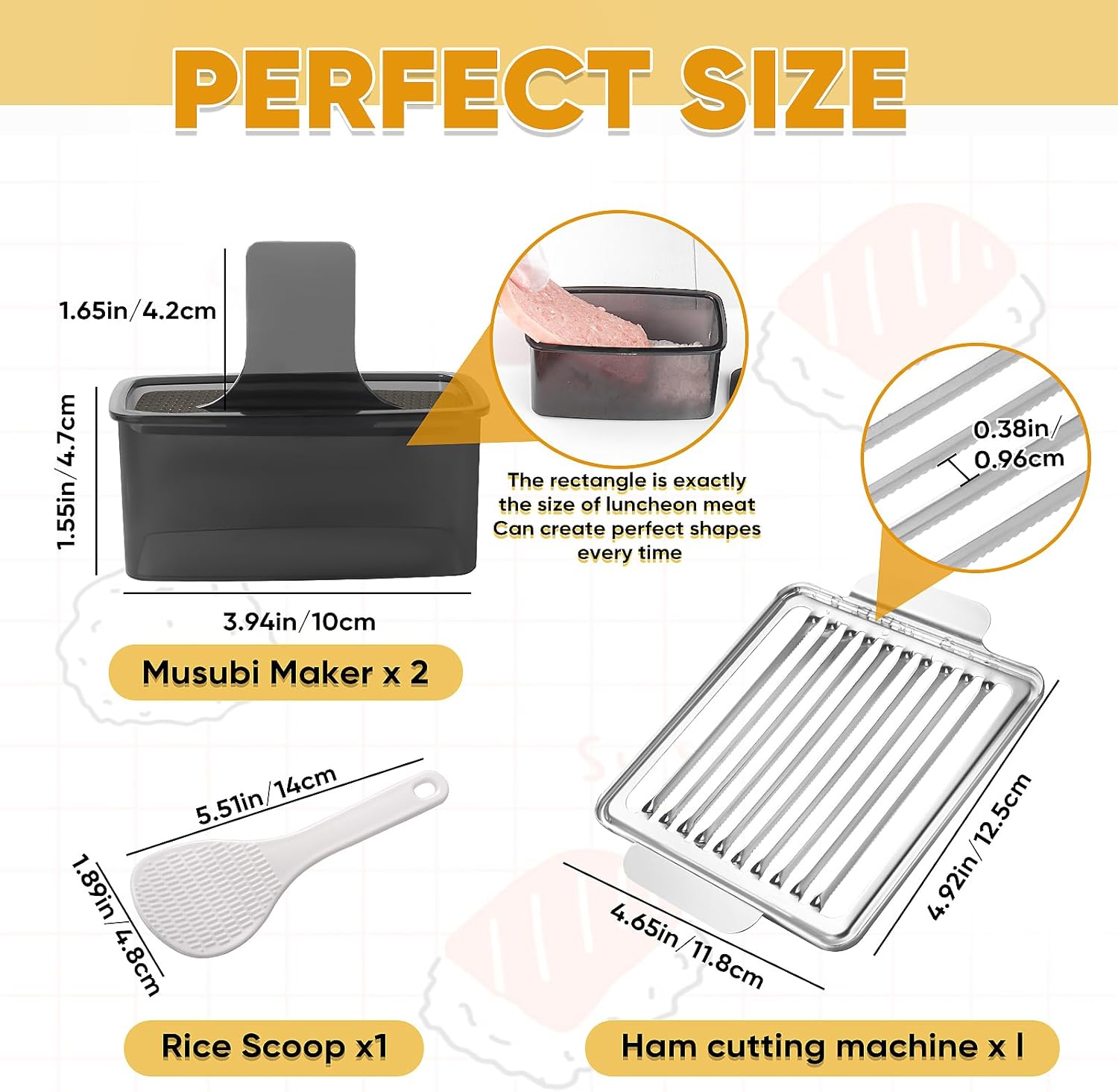 Mubi Press Mold Kit, 2 Pack Clear Mubi Maker with Stainless Steel 304 Luncheon Meat Slicer for SPAM - Image 7