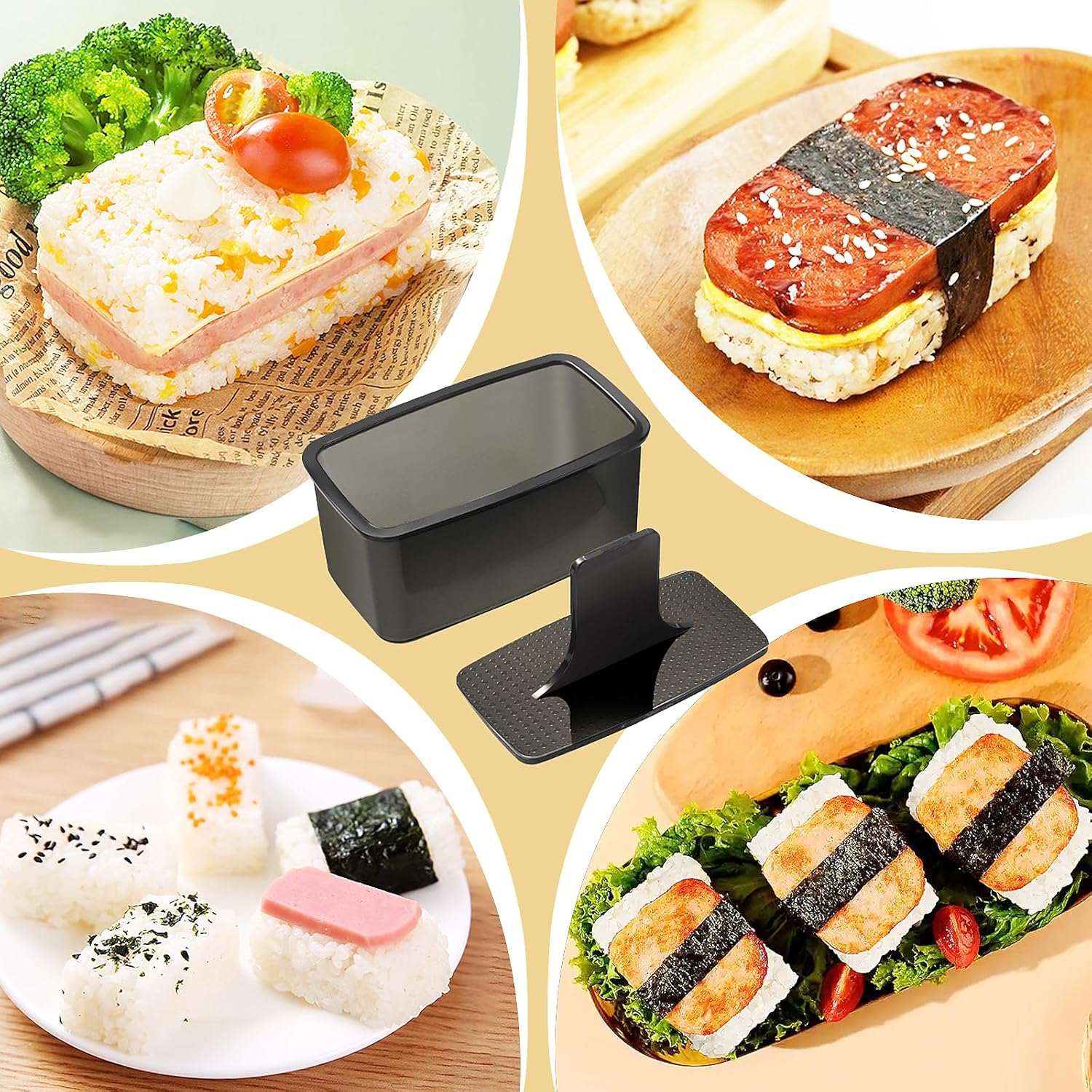 Mubi Press Mold Kit，Onigiri Mold Triangle，4 Pack Japanese Rice Cooker Kit for Lunch Bento - Image 7