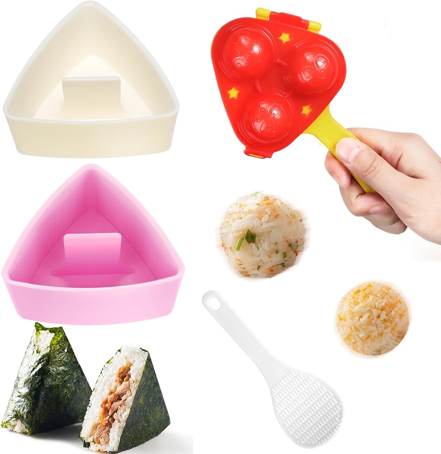 Onigiri Mold Triangle, 2 Pack Large Rice Ball Mold Shi Makers, Onigiri Rice Ball Maker Molds for Kids - Image 1