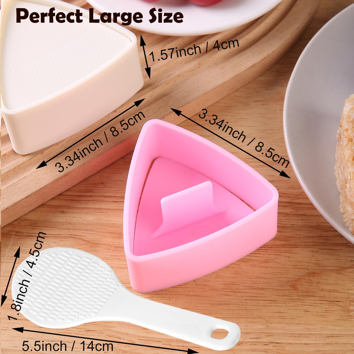Onigiri Mold Triangle, 2 Pack Large Rice Ball Mold Shi Makers, Onigiri Rice Ball Maker Molds for Kids - Image 2