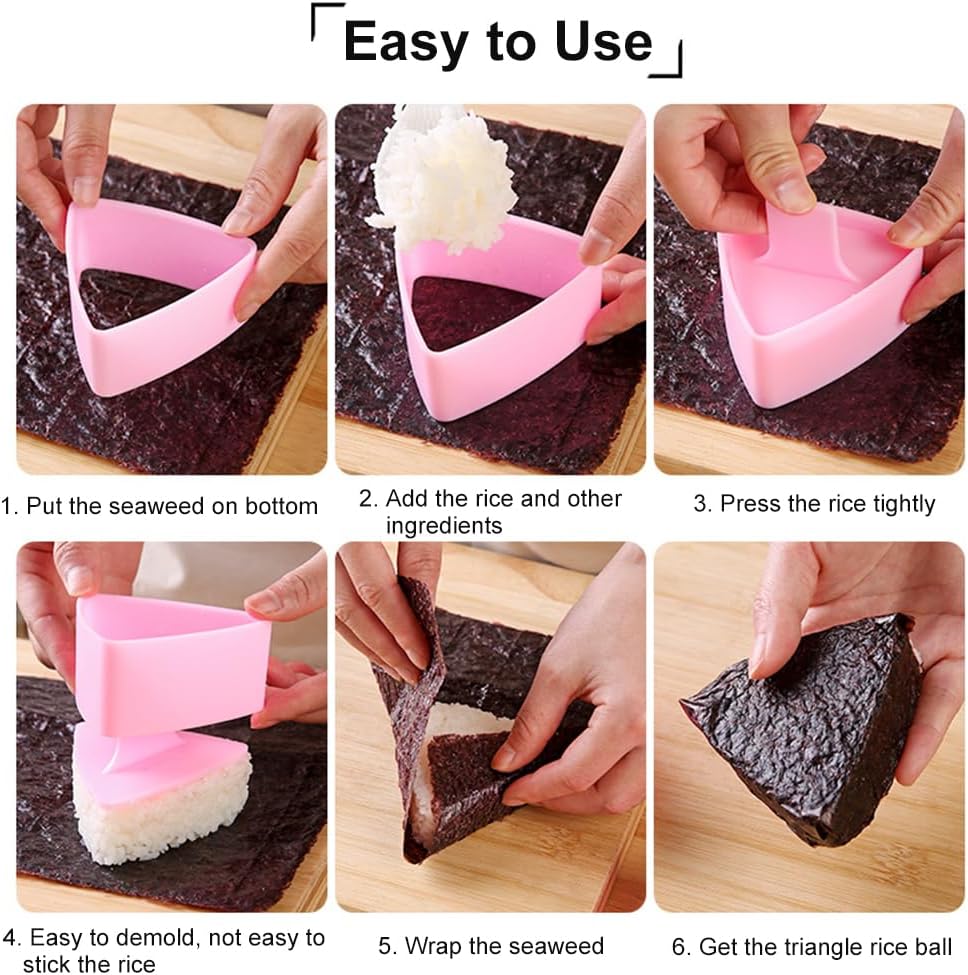 Onigiri Mold Triangle, 2 Pack Large Rice Ball Mold Shi Makers, Onigiri Rice Ball Maker Molds for Kids - Image 4