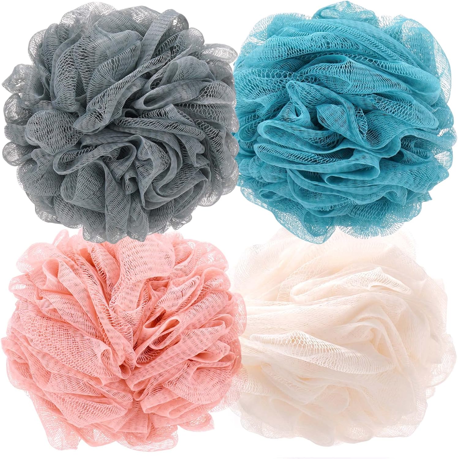 Loofah Bath Sponge Shower Loofah Shower Puff Soft Assorted Color Big 4 Pack - Image 1