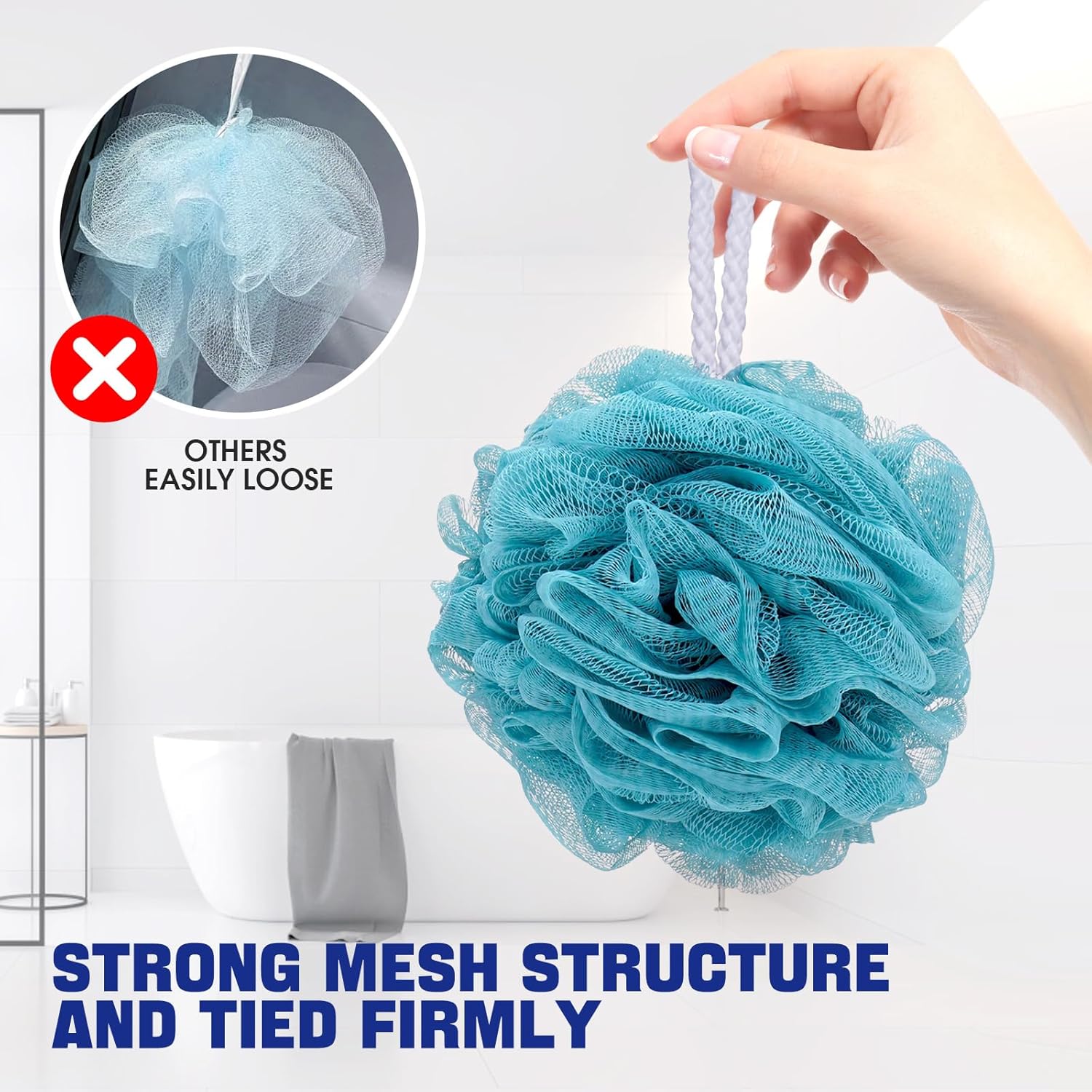 Loofah Bath Sponge Shower Loofah Shower Puff Soft Assorted Color Big 4 Pack - Image 4