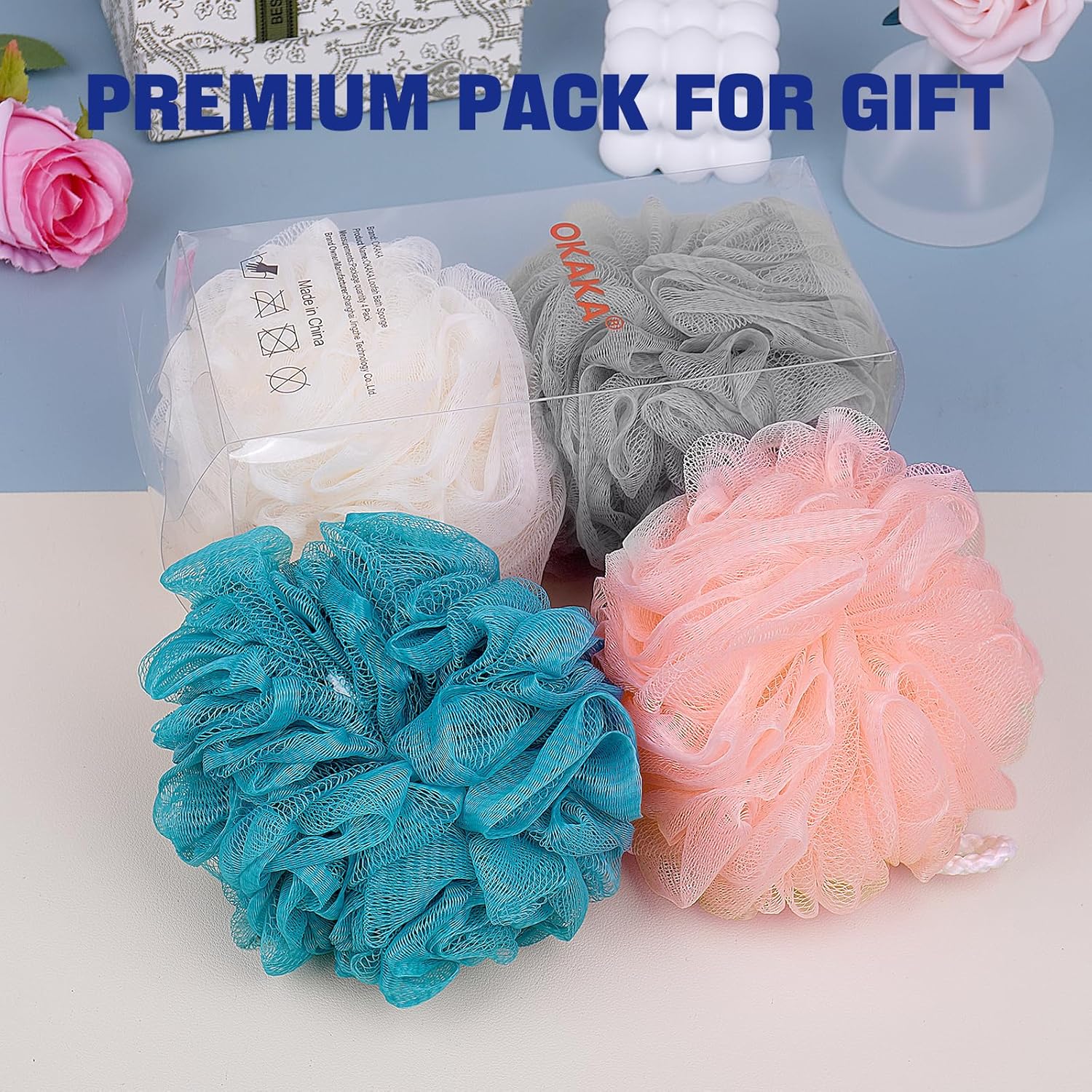 Loofah Bath Sponge Shower Loofah Shower Puff Soft Assorted Color Big 4 Pack - Image 6