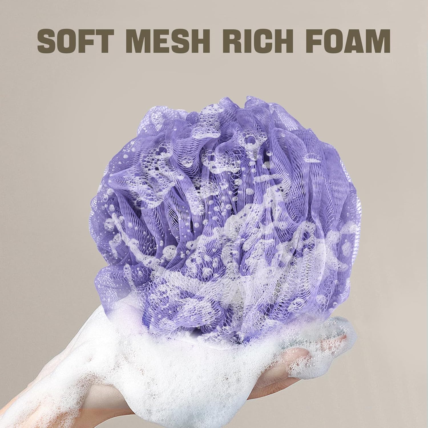 Bath Sponge Loofah Sponge Bath Puffs Shower Pouf Body Scrubber Exfoliating Soft 3 Pack - Image 3
