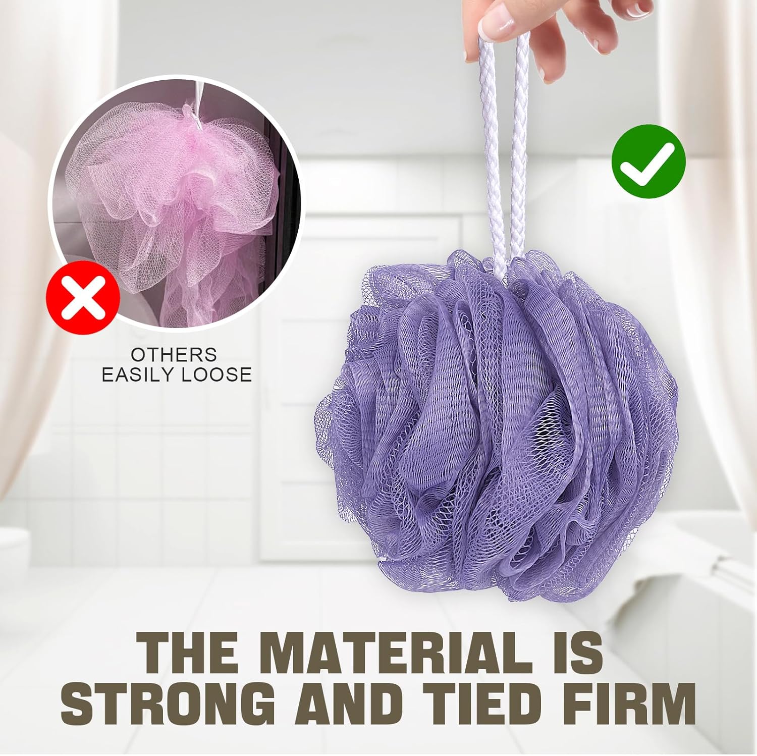 Bath Sponge Loofah Sponge Bath Puffs Shower Pouf Body Scrubber Exfoliating Soft 3 Pack - Image 4