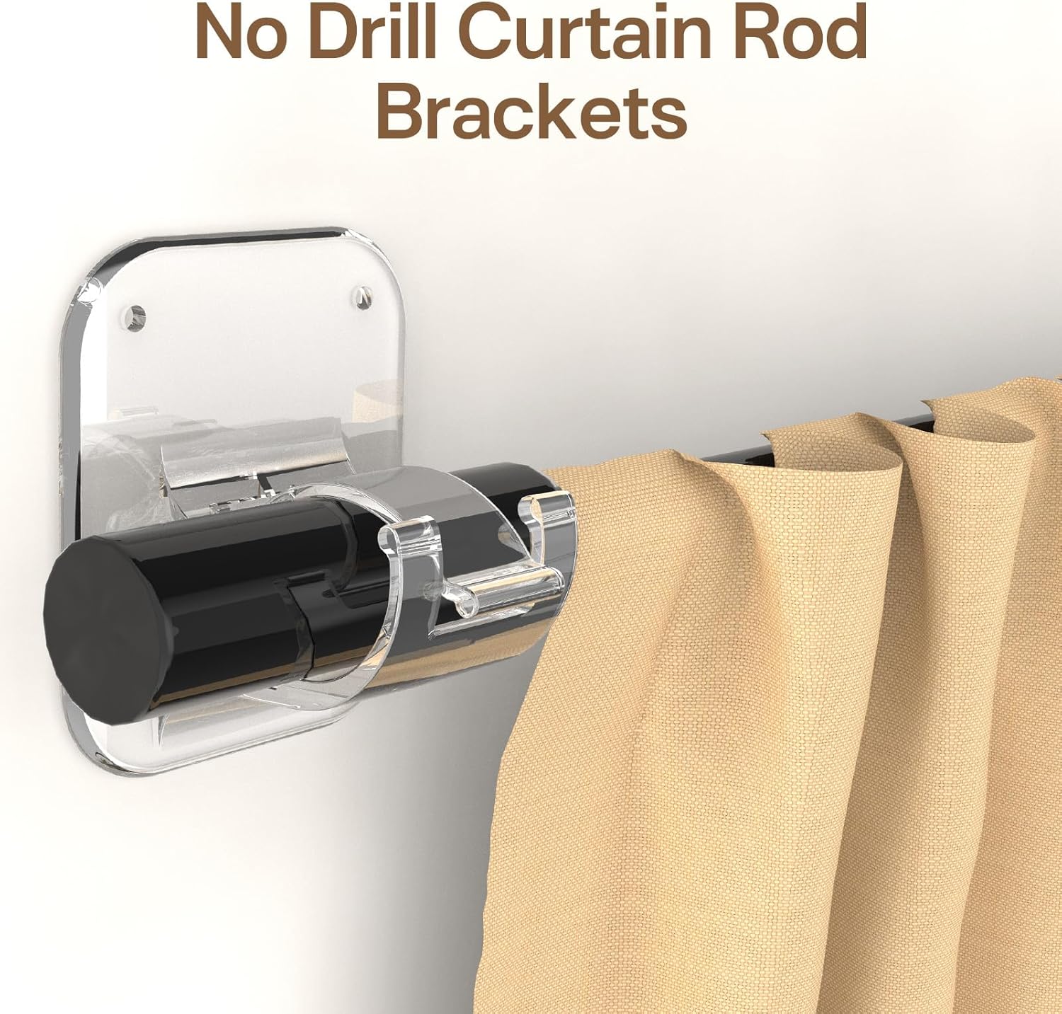 No Drill Curtain Rod Brackets No Drilling Holder 40LB - Renter Friendly Self Adhesive Hooks for Apartment Dorm Classroom Essentials Decor Hanging Drapes Rv Over Blinds Kitchen Bedroom Home - Image 6