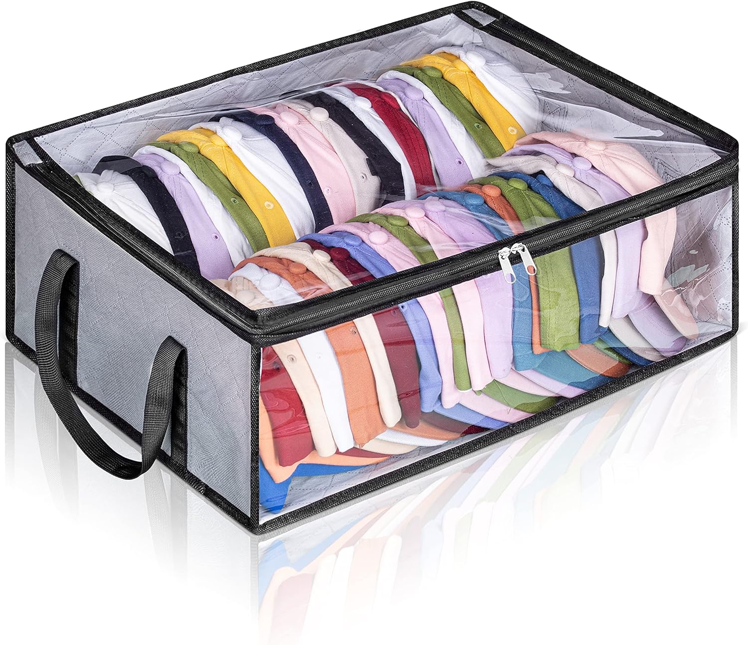 Hat Storage for Baseball Caps, Large Holds up to 40 Caps Wide Hat Organizer for Closet Snapback Holder, Grey - Image 1