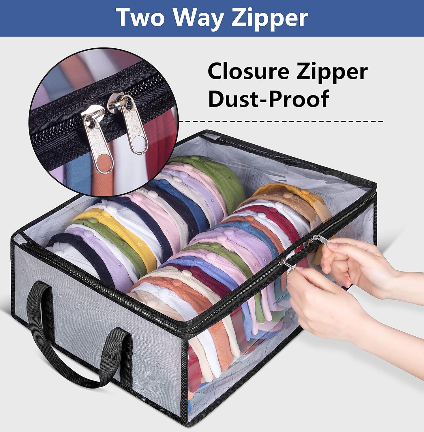 Hat Storage for Baseball Caps, Large Holds up to 40 Caps Wide Hat Organizer for Closet Snapback Holder, Grey - Image 5