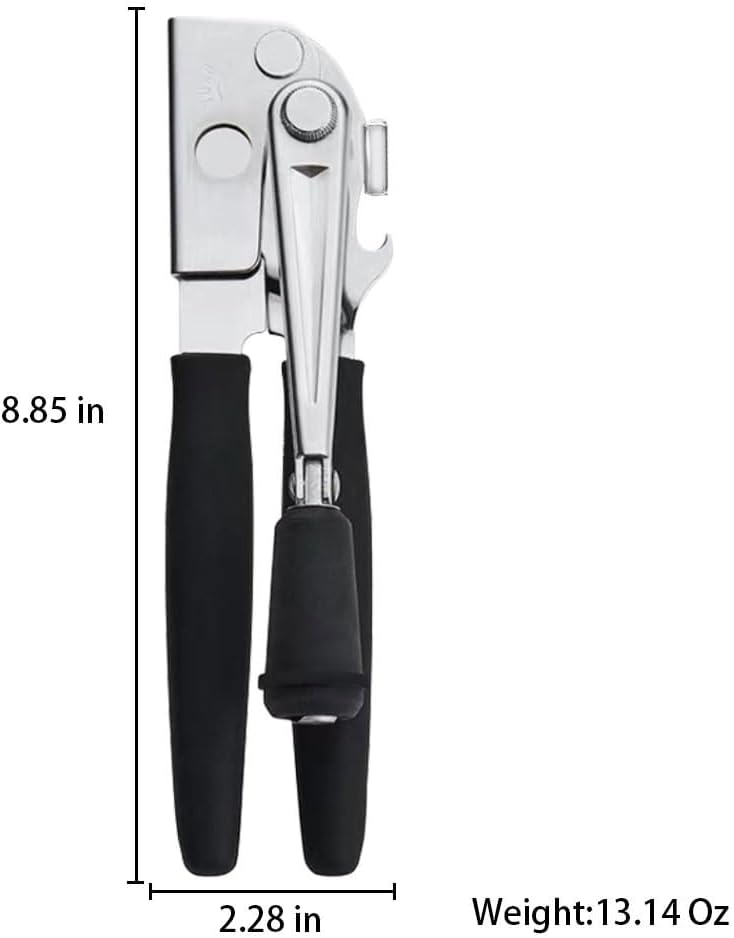 Commercial Heavy-Duty Manual Can Opener with Easy-Turn Crank, Long Rubber Handle & Magnetic Lid Holder - Image 6