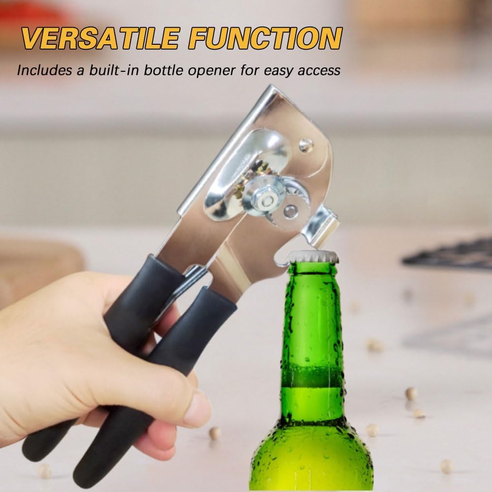 Commercial Heavy-Duty Manual Can Opener with Easy-Turn Crank, Long Rubber Handle & Magnetic Lid Holder - Image 7