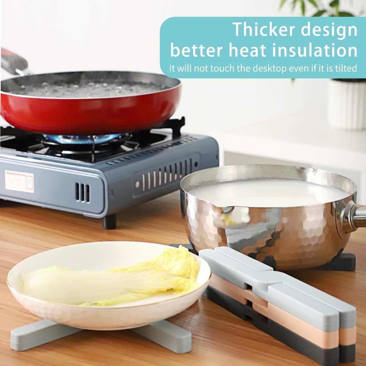 3 Pack Heat-Resistant Foldable Silicone Trivets,Folding Trivet for Hot Pots and Pans,Non-Slip,Space-Saving,Easy to Clean - Image 4