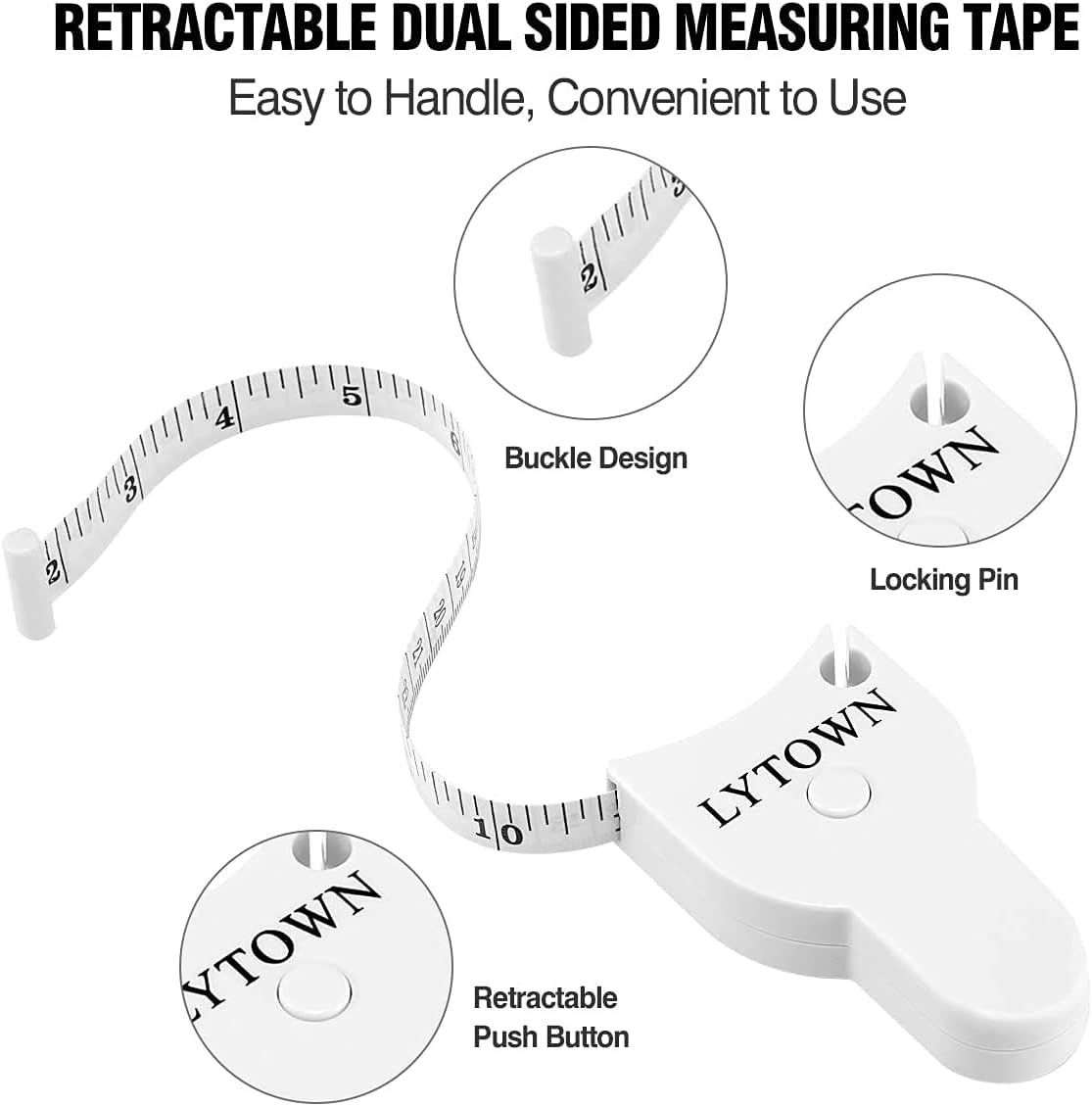 Automatic Telescopic Tape Measure(60in/150cm), Measuring Tape for Body,Self-Tightening Body Measuring Tape,Retractable Tape Measure for Fitness, Weight Loss, Tailor, Sewing, Handcrafts (4 PCS) - Image 5