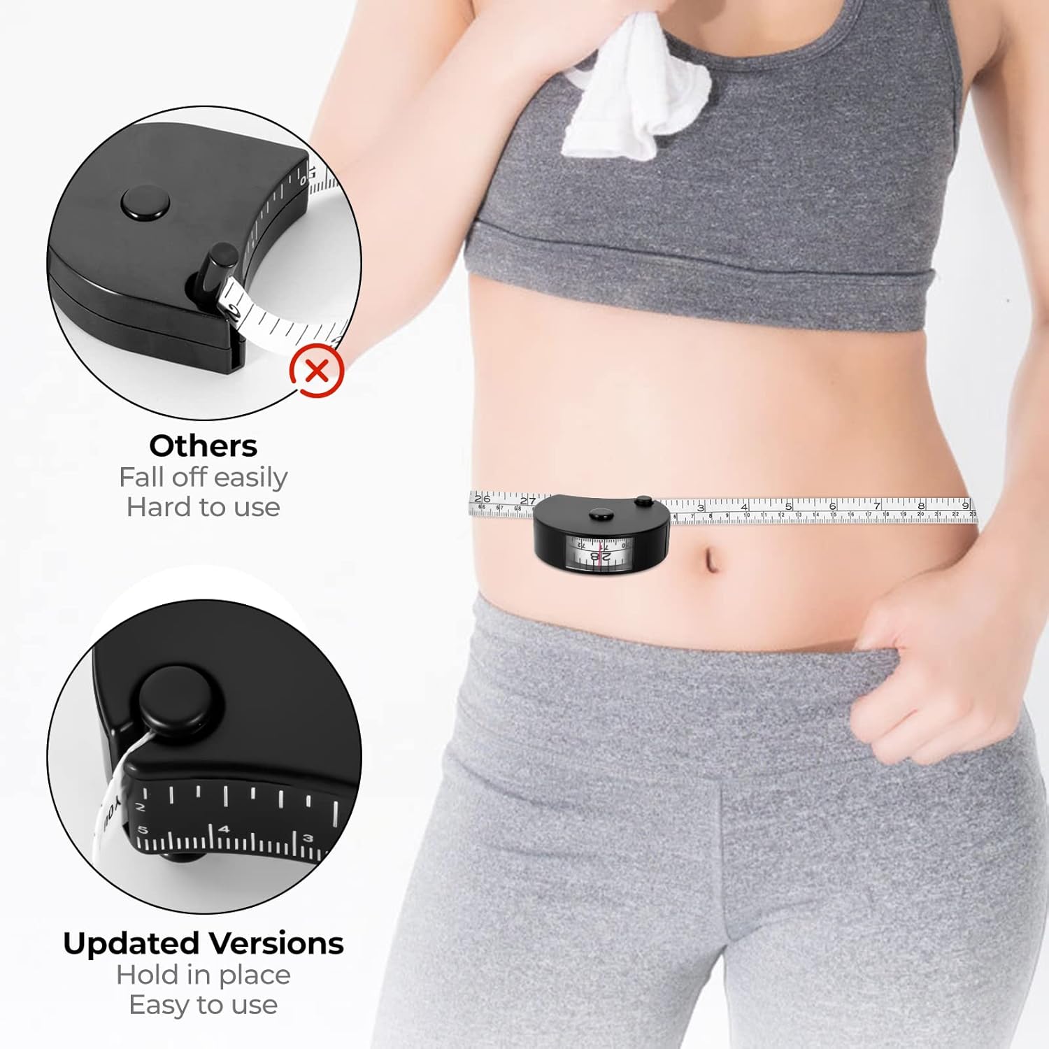 Upgraded Body Tape Measure for Weight Loss, Fitness, Bodybuilding, Mcle Gain. Lock Pin, Retractable Button, Soft Sewing Tape for Tailors, Measures Body Part Circumferences, 60Inch/150cm, 2Pcs - Image 3