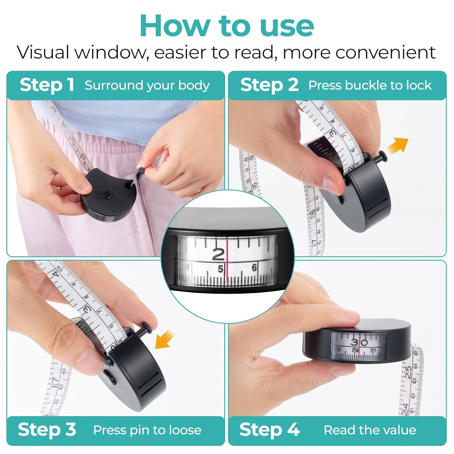 Upgraded Body Tape Measure for Weight Loss, Fitness, Bodybuilding, Mcle Gain. Lock Pin, Retractable Button, Soft Sewing Tape for Tailors, Measures Body Part Circumferences, 60Inch/150cm, 2Pcs - Image 4