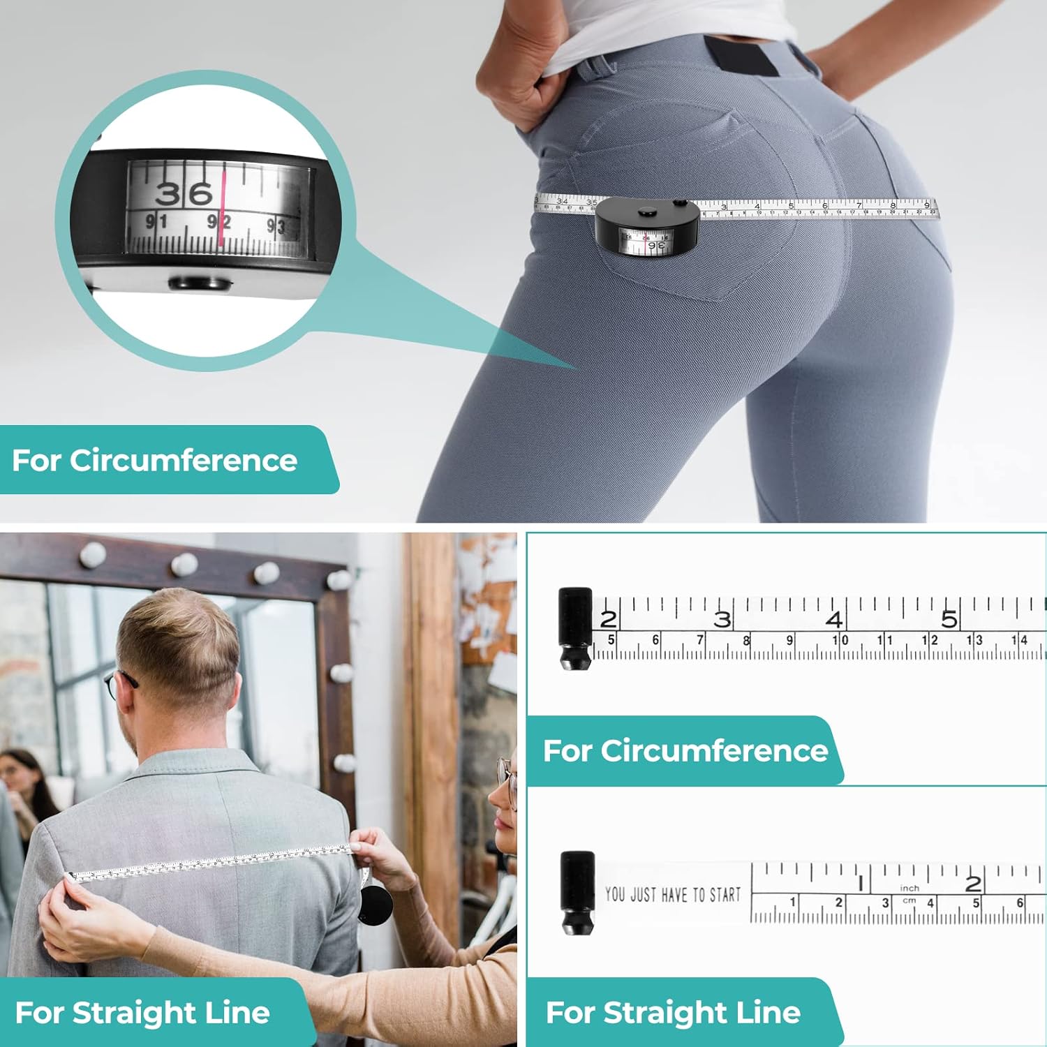 Upgraded Body Tape Measure for Weight Loss, Fitness, Bodybuilding, Mcle Gain. Lock Pin, Retractable Button, Soft Sewing Tape for Tailors, Measures Body Part Circumferences, 60Inch/150cm, 2Pcs - Image 5