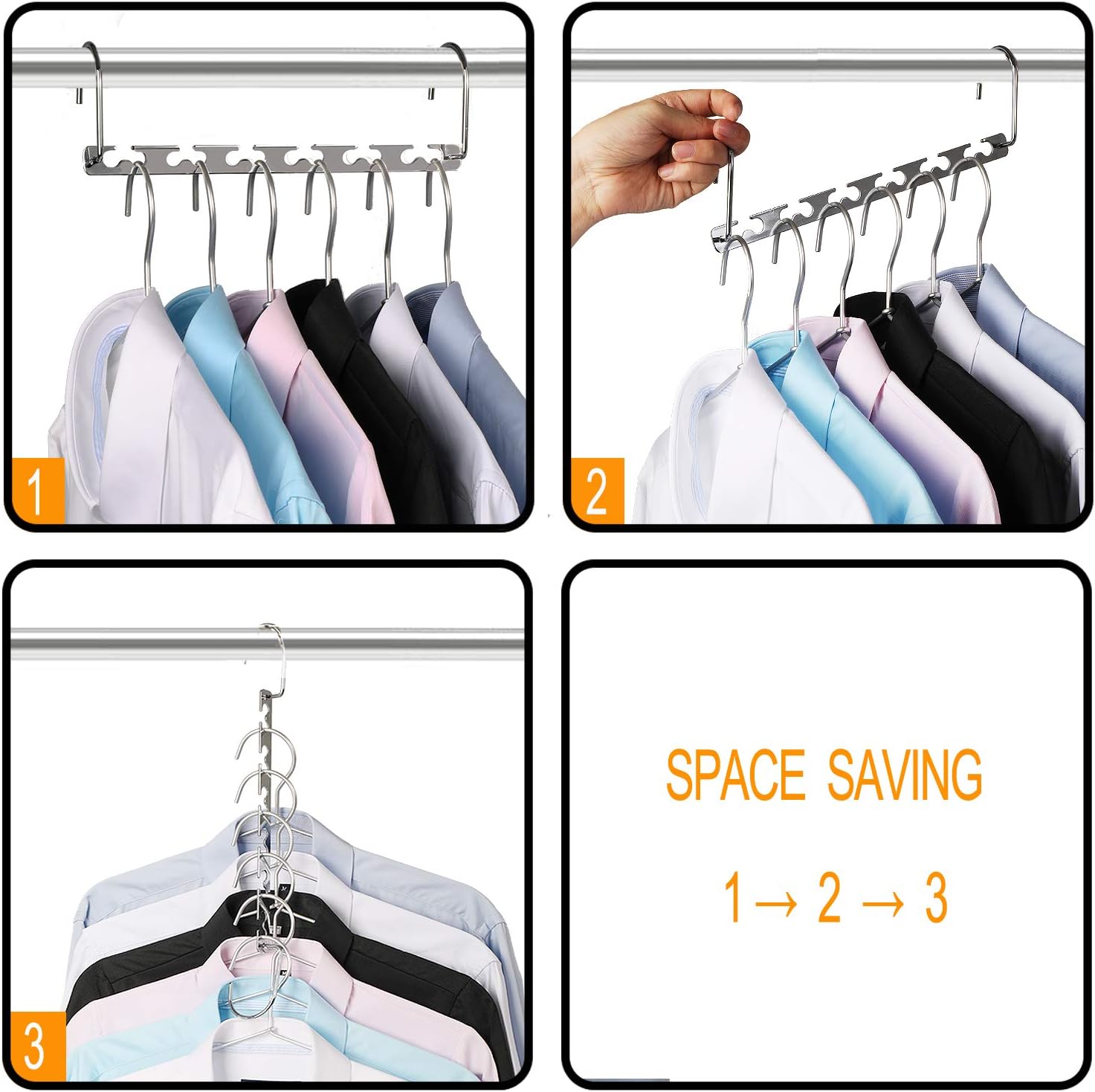 Space Saving Hangers Metal Hanger Magic Cascading Hanger Closet Clothes Organizer(4 Pack) - Image 6