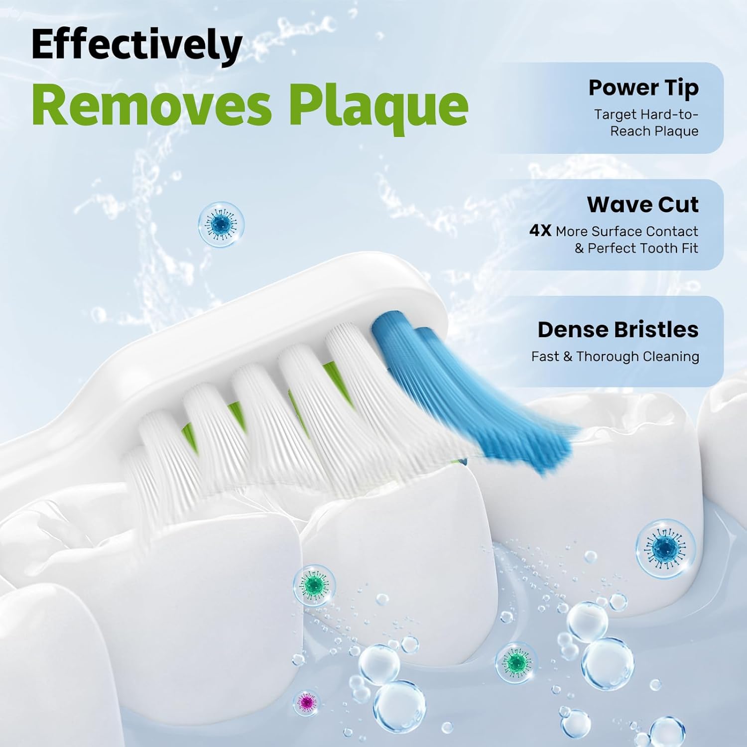 Replacement Brh Heads Compatible with Philips SoniCare Electric Toothbrhes, Dupont Bristles for Effective Cleaning, Click-on System, 8 Pack, White - Image 3
