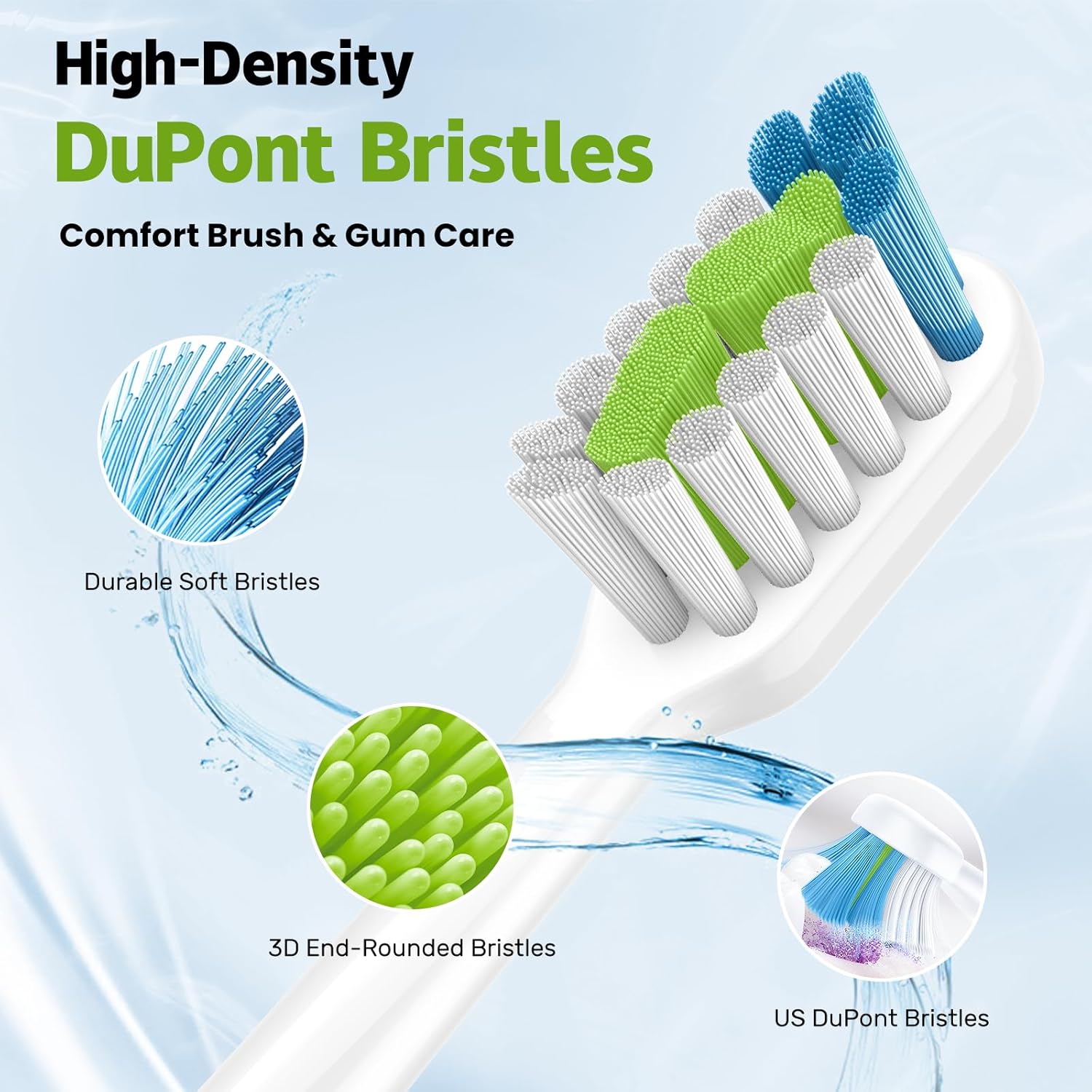 Replacement Brh Heads Compatible with Philips SoniCare Electric Toothbrhes, Dupont Bristles for Effective Cleaning, Click-on System, 8 Pack, White - Image 4