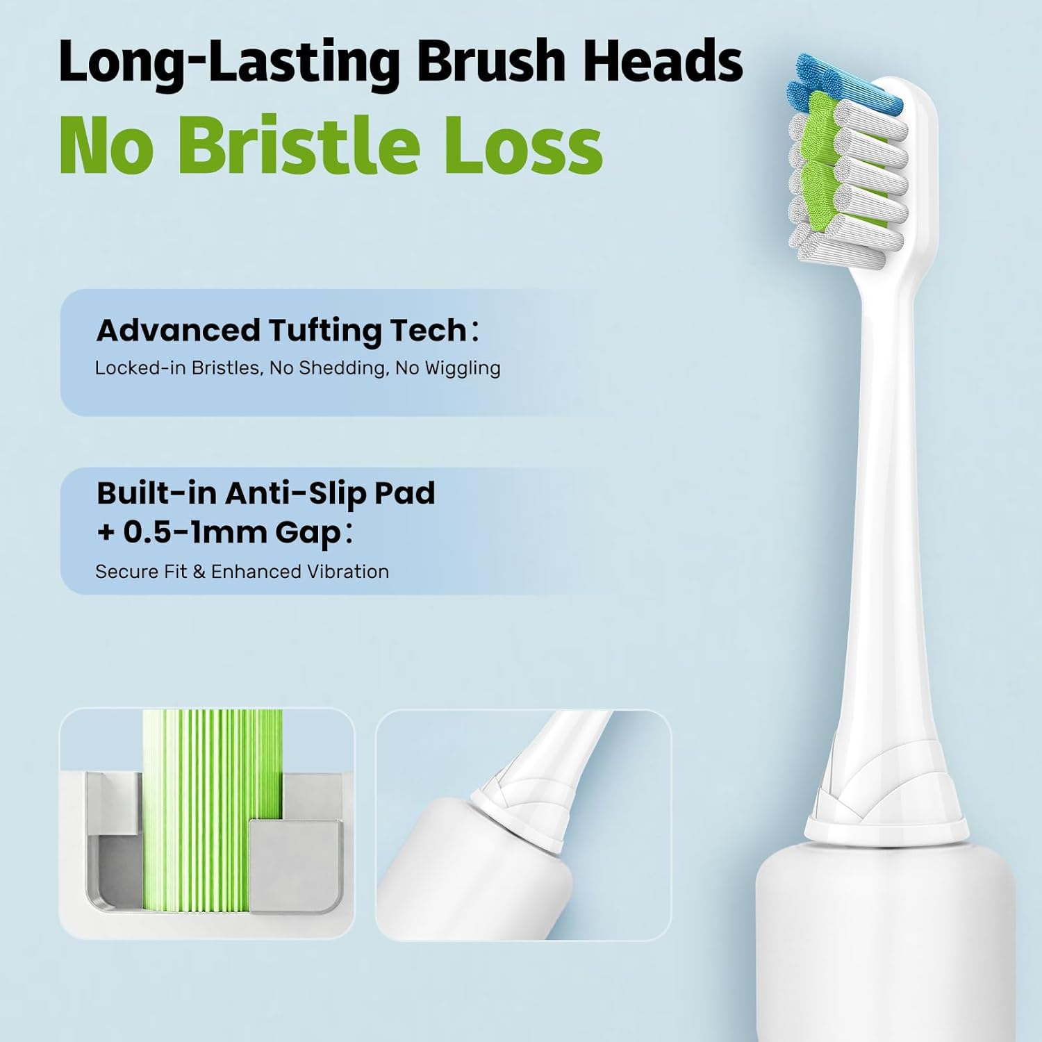 Replacement Brh Heads Compatible with Philips SoniCare Electric Toothbrhes, Dupont Bristles for Effective Cleaning, Click-on System, 8 Pack, White - Image 6