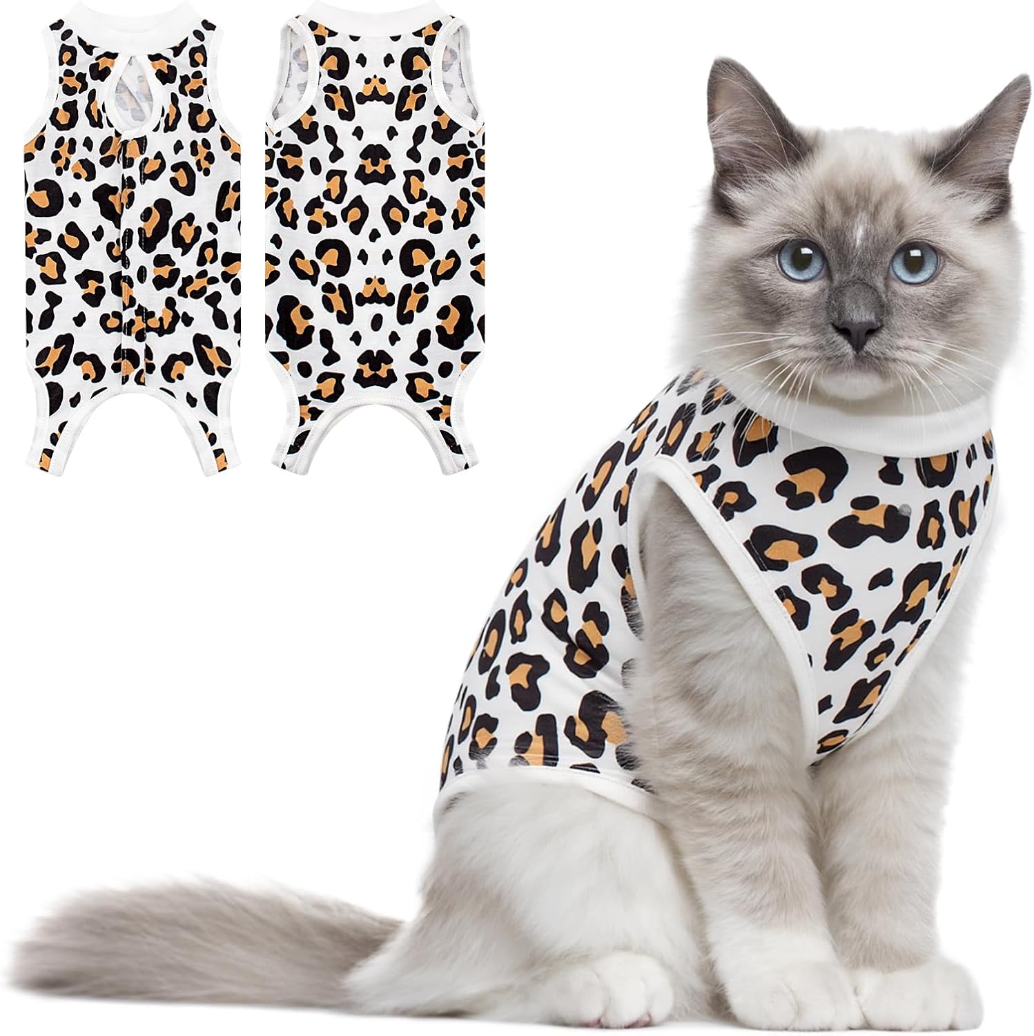Cat Recovery Suit Female Cats Onesie for Cats, Breathable Cat Surgery Suit for Surgical Abdominal Wounds Skin Diseases, Cute Kitten Spay Recovery Suit E-Collar Alternative Anti Licking - Image 1
