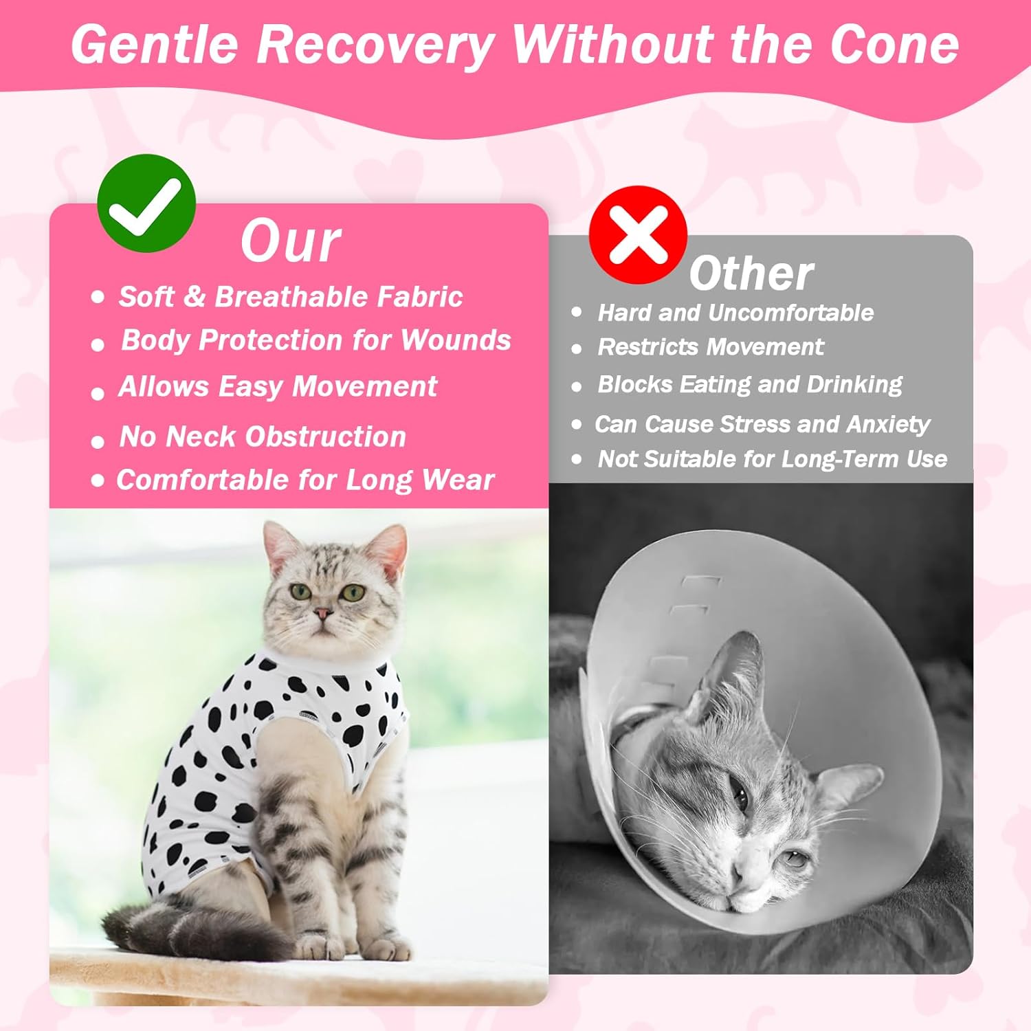 Cat Recovery Suit Female Cats Onesie for Cats, Breathable Cat Surgery Suit for Surgical Abdominal Wounds Skin Diseases, Cute Kitten Spay Recovery Suit E-Collar Alternative Anti Licking - Image 4