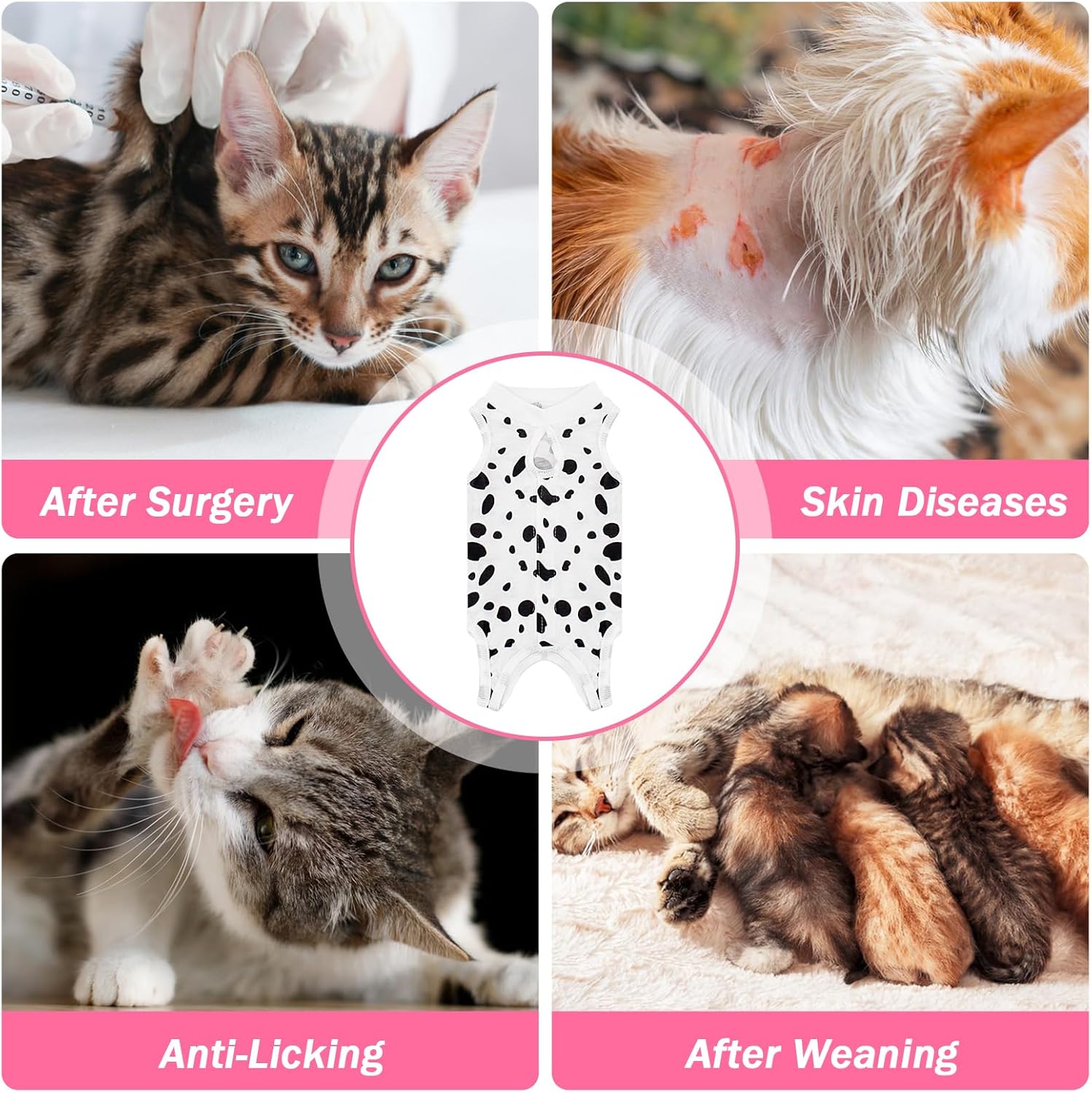 Cat Recovery Suit Female Cats Onesie for Cats, Breathable Cat Surgery Suit for Surgical Abdominal Wounds Skin Diseases, Cute Kitten Spay Recovery Suit E-Collar Alternative Anti Licking - Image 6