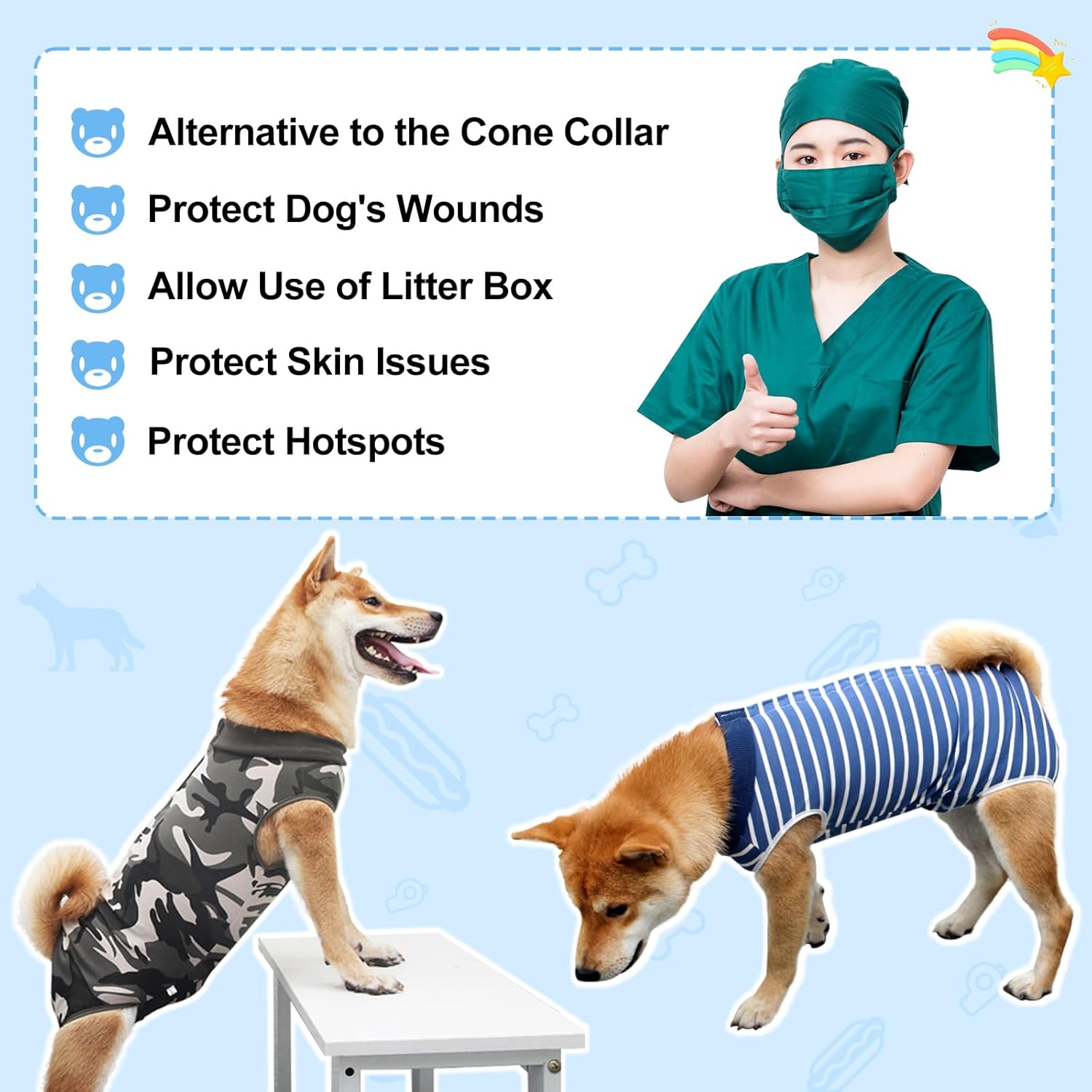 Dog Recovery Suit for Abdominal Wounds, Breathable Dog Surgery Recovery Suit for Dogs, E-Collar Alternative After Surgery Wear Suit for Small/Medium Dogs - Image 5