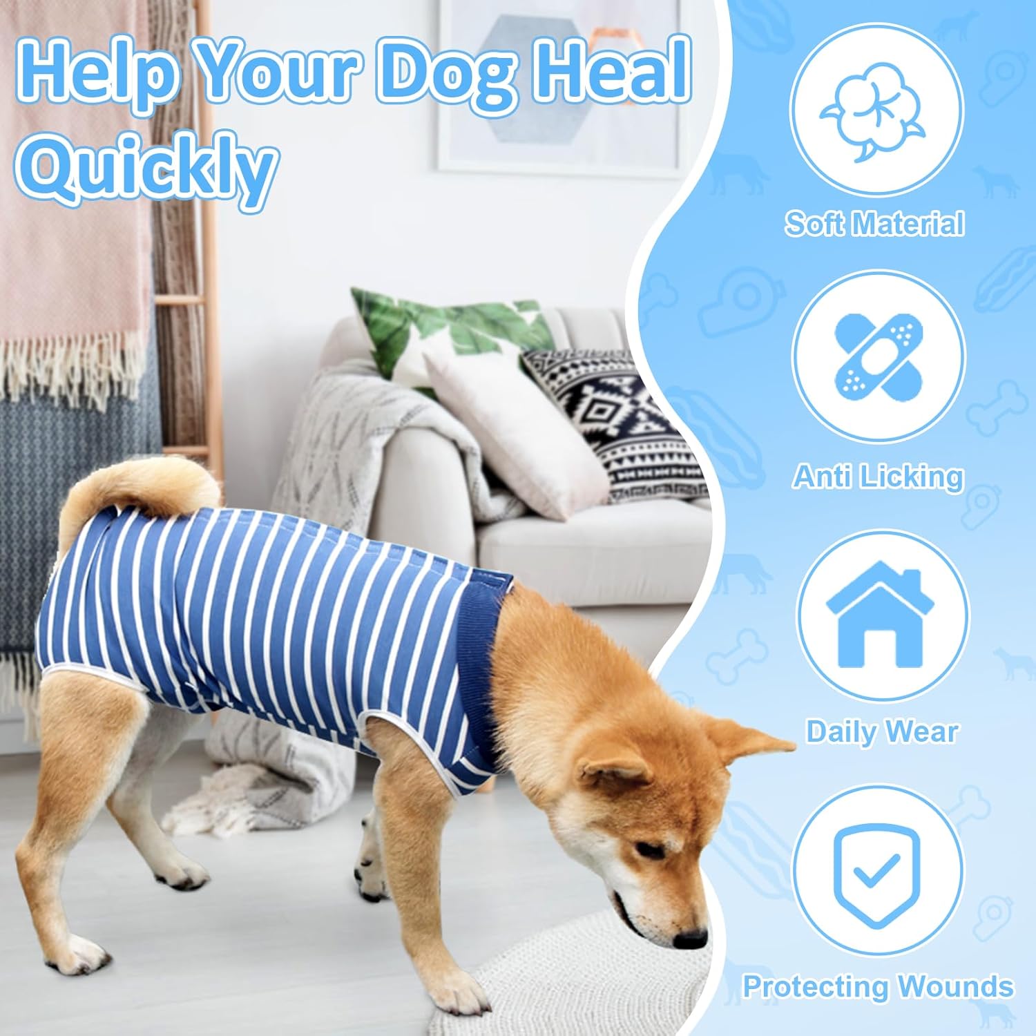 Dog Recovery Suit for Abdominal Wounds, Breathable Dog Surgery Recovery Suit for Dogs, E-Collar Alternative After Surgery Wear Suit for Small/Medium Dogs - Image 6