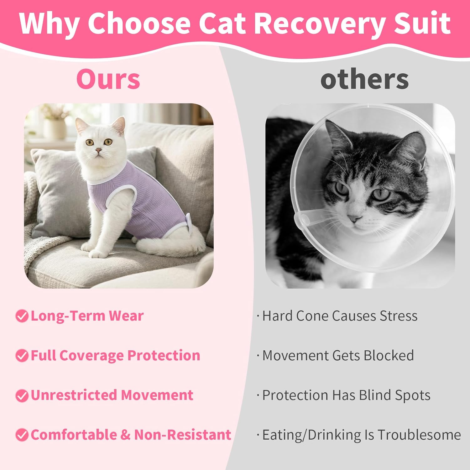 Cat Recovery Suit Cat Onesie, Breathable Anti-Licking Cat Surgery Recovery Suit Female, Kitten Spay Recovery Suit for Cats After Surgery, Cats Surgical Body Suits for Abdominal Wounds - Image 4