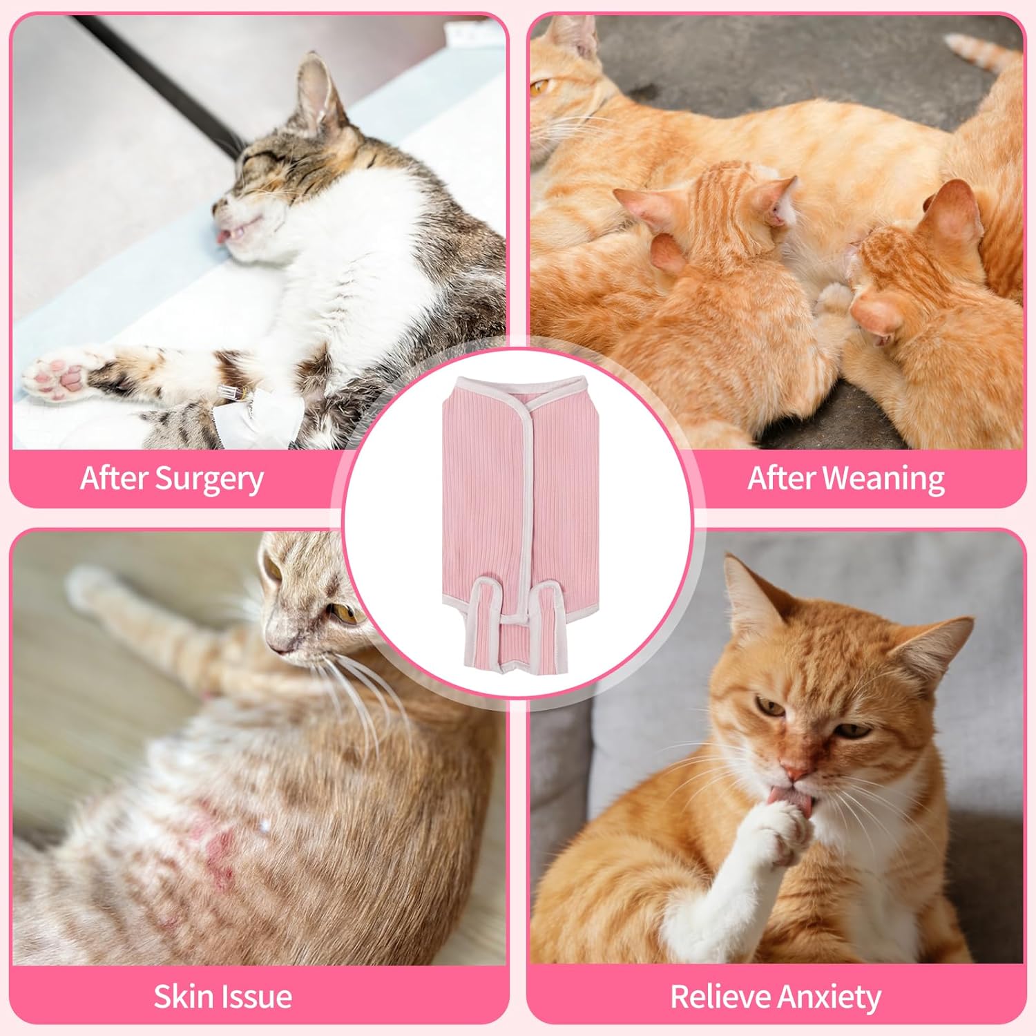 Cat Recovery Suit Cat Onesie, Breathable Anti-Licking Cat Surgery Recovery Suit Female, Kitten Spay Recovery Suit for Cats After Surgery, Cats Surgical Body Suits for Abdominal Wounds - Image 6