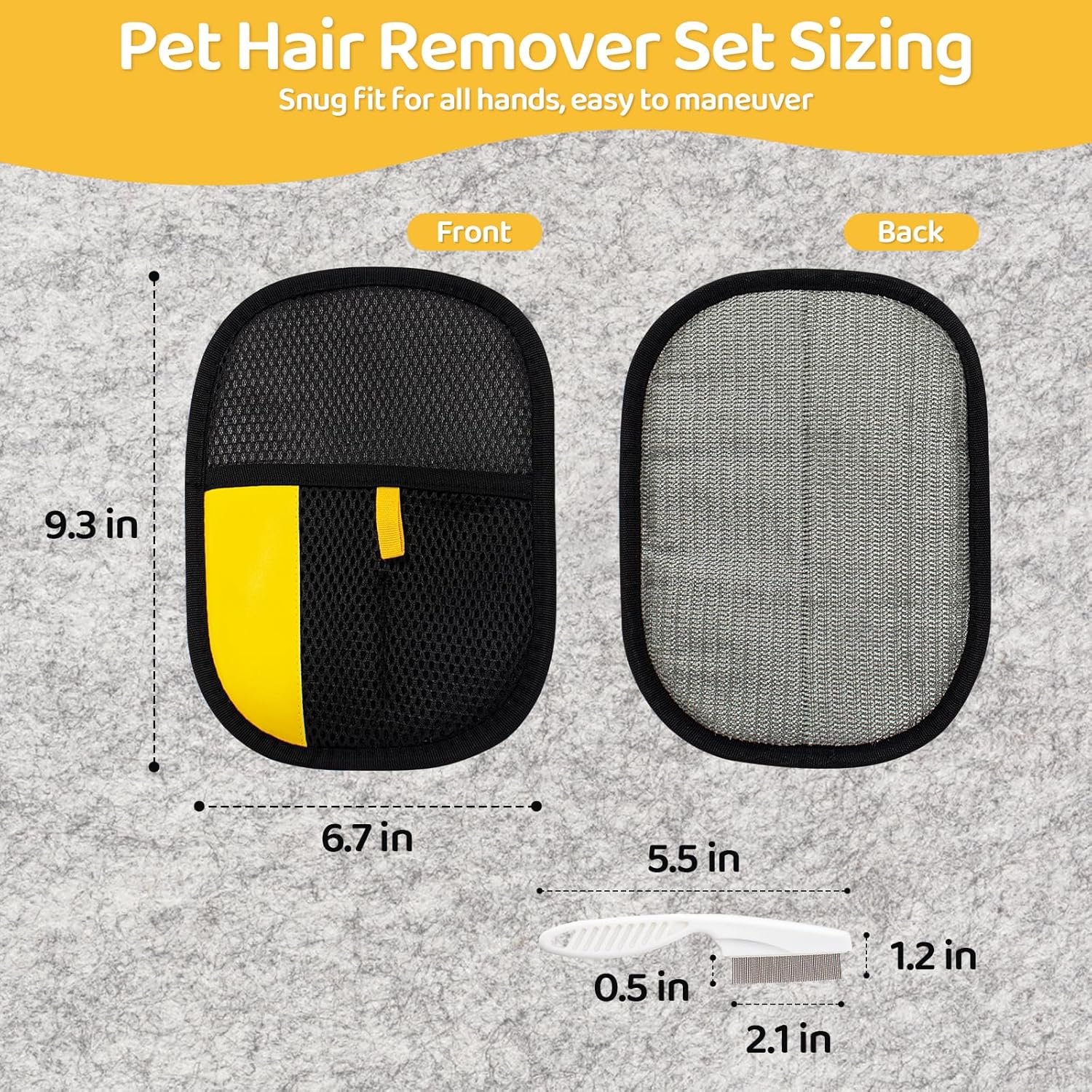 Pet Hair Removal Glove for Dogs & Cats, Upgraded 2PCS Electrostatic Pet Hair Remover with Grooming Comb, Reable Washable Magic Brh Hair Tool Mitt for Clothing, Couch, Carpet, Car Seat - Image 5