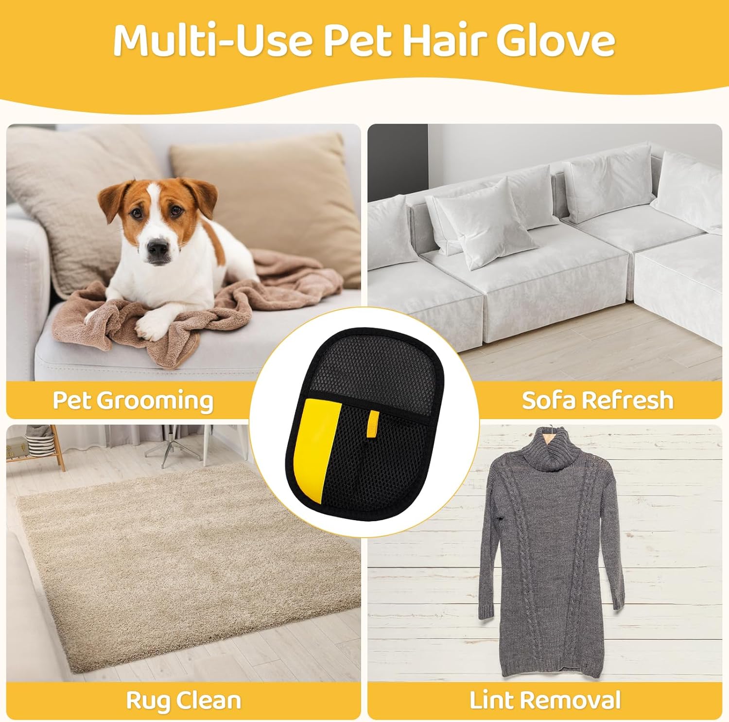 Pet Hair Removal Glove for Dogs & Cats, Upgraded 2PCS Electrostatic Pet Hair Remover with Grooming Comb, Reable Washable Magic Brh Hair Tool Mitt for Clothing, Couch, Carpet, Car Seat - Image 8