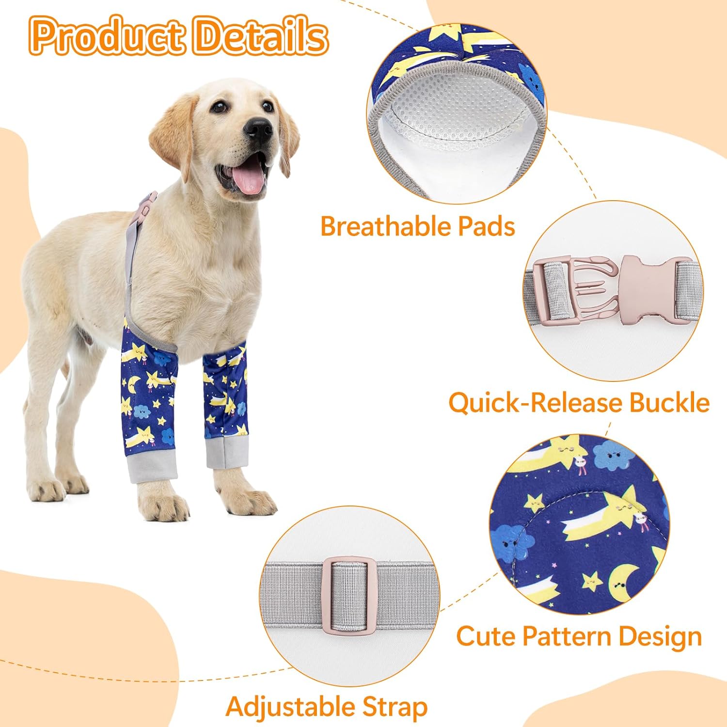 Dog Elbow Protector for Calles, Adjtable Dog Elbow Pads Leg Sleeve to Prevent Licking Biting on Joints, Breathable Dog Front Leg Brace Wound Cover for Small Medium Large Dogs - Image 3