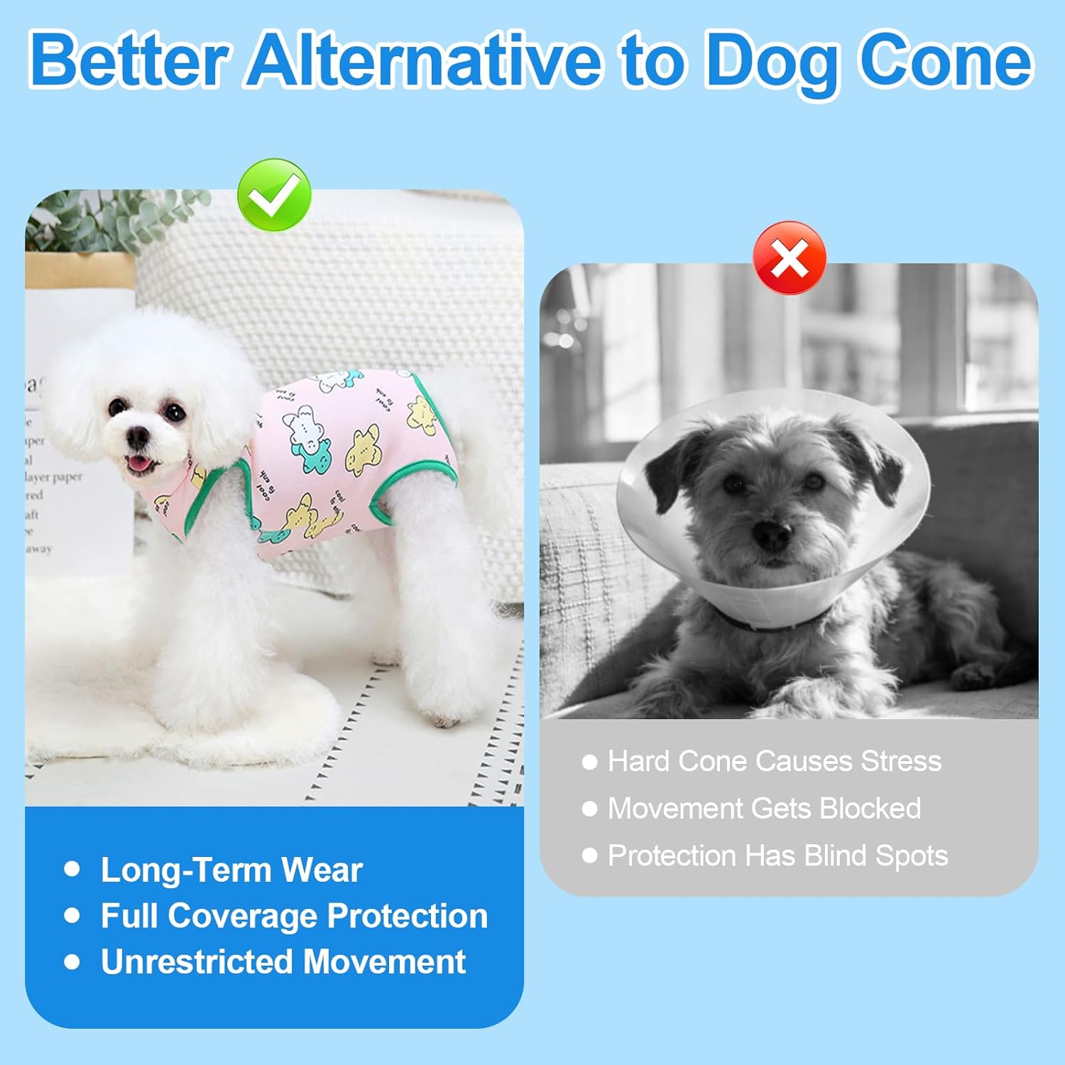 Recovery Suit for Dogs After Surgery, Breathable Dog Onesie Surgical Spay Suit for Female Dogs, Cute Dog Surgery Recovery Suit - Image 4
