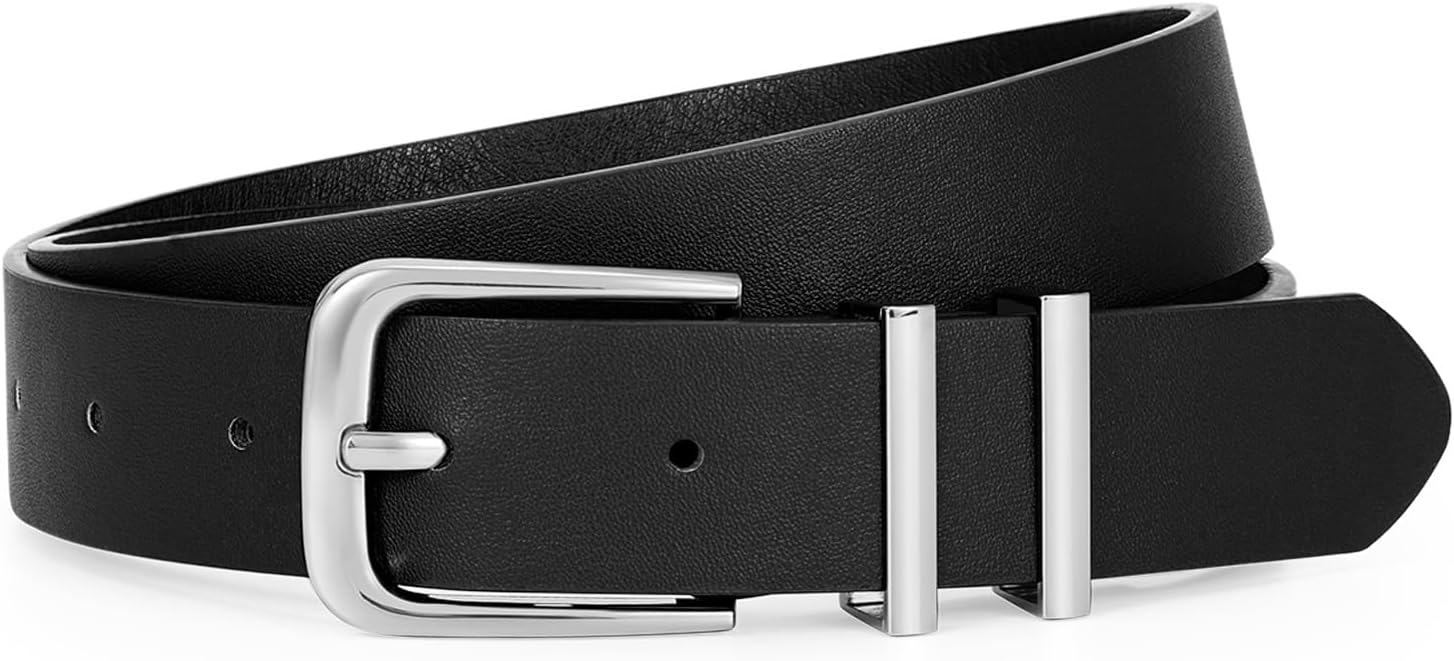 Women's Soft Faux Leather Belt for Jeans Pants Dress Fashion Ladies Waist Belt with Gold/Silvery Buckle - Image 1