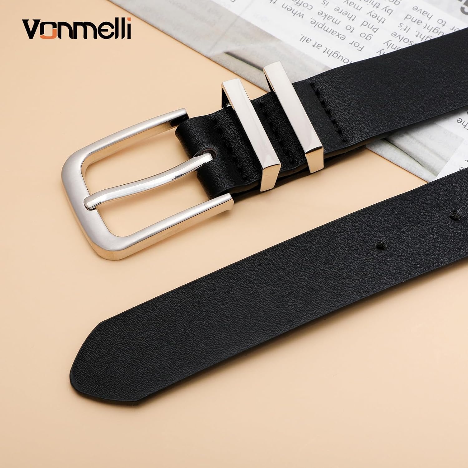 Women's Soft Faux Leather Belt for Jeans Pants Dress Fashion Ladies Waist Belt with Gold/Silvery Buckle - Image 2