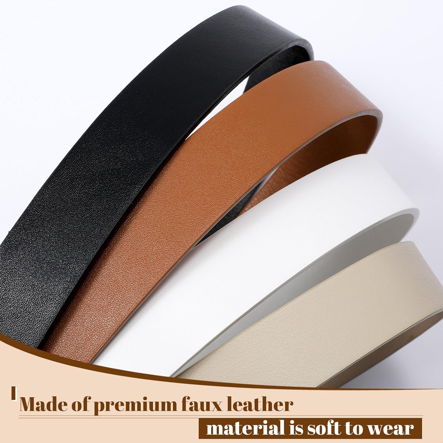 Women's Soft Faux Leather Belt for Jeans Pants Dress Fashion Ladies Waist Belt with Gold/Silvery Buckle - Image 3