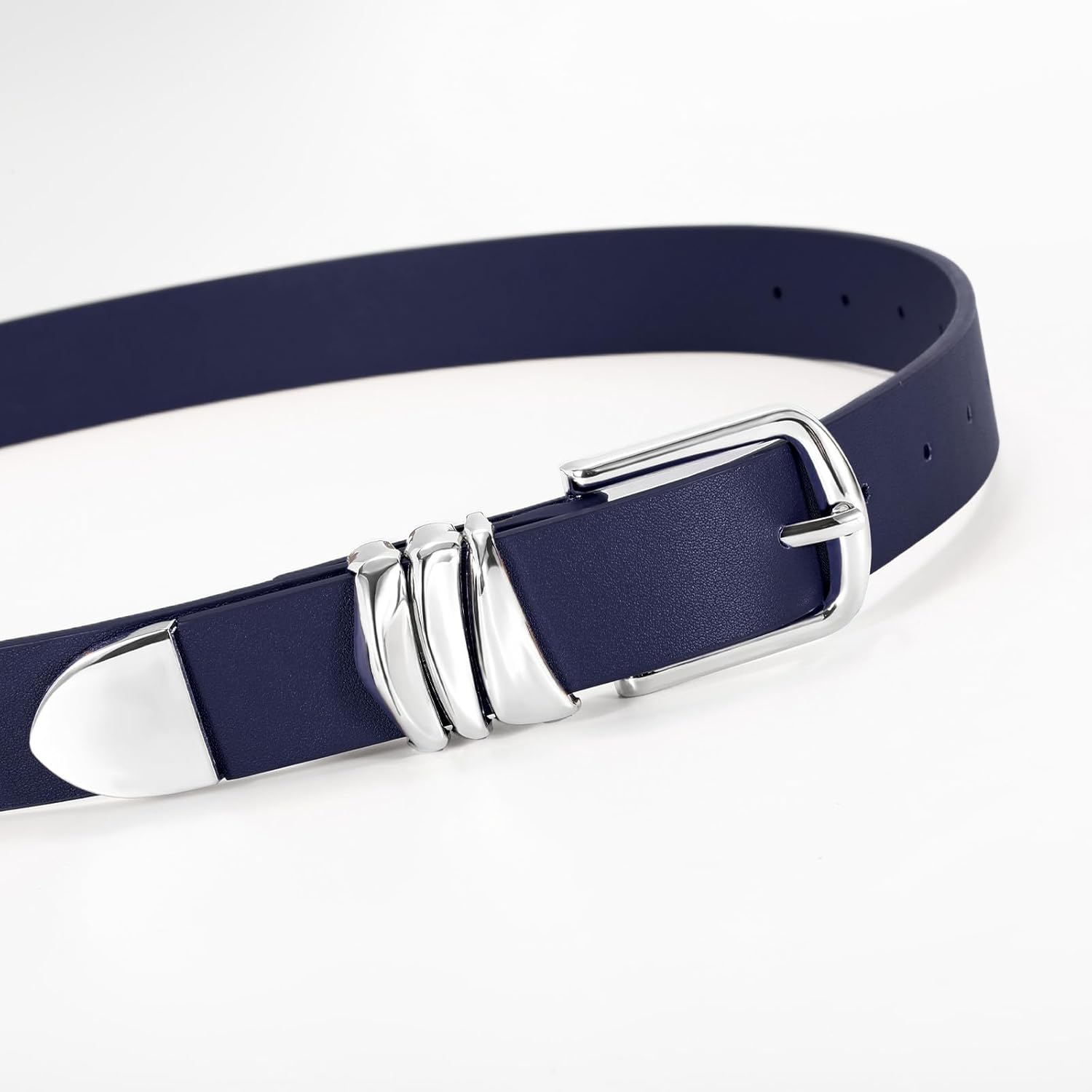 Women's Belt for Jeans Dress Leather Belt for Women Fashion Waist Ladies Belt with Silver Buckle - Image 2