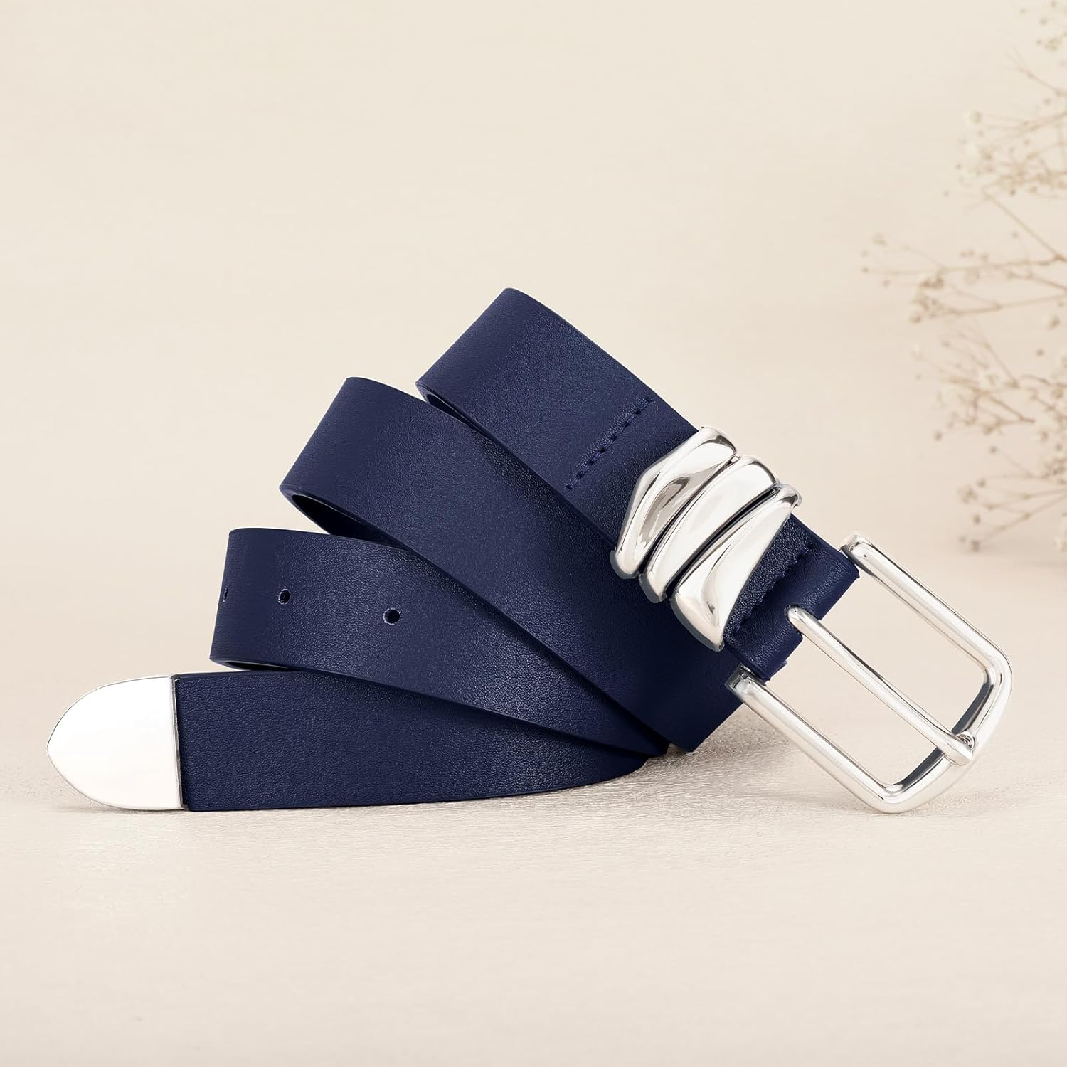 Women's Belt for Jeans Dress Leather Belt for Women Fashion Waist Ladies Belt with Silver Buckle - Image 5