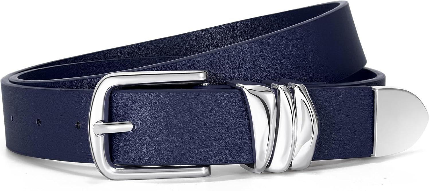 Women's Belt for Jeans Dress Leather Belt for Women Fashion Waist Ladies Belt with Silver Buckle - Image 6