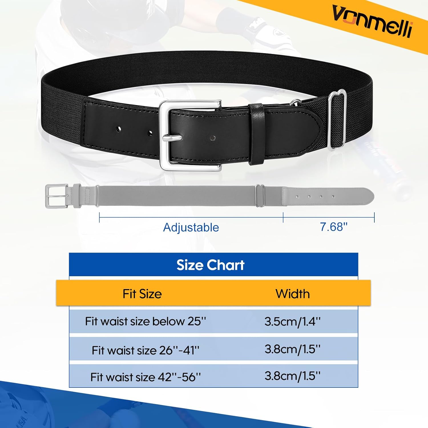 Baseball Belt Softball Belt Adjtable, Elastic Baseball Uniform Belt Youth and Adult Sizes - Image 3