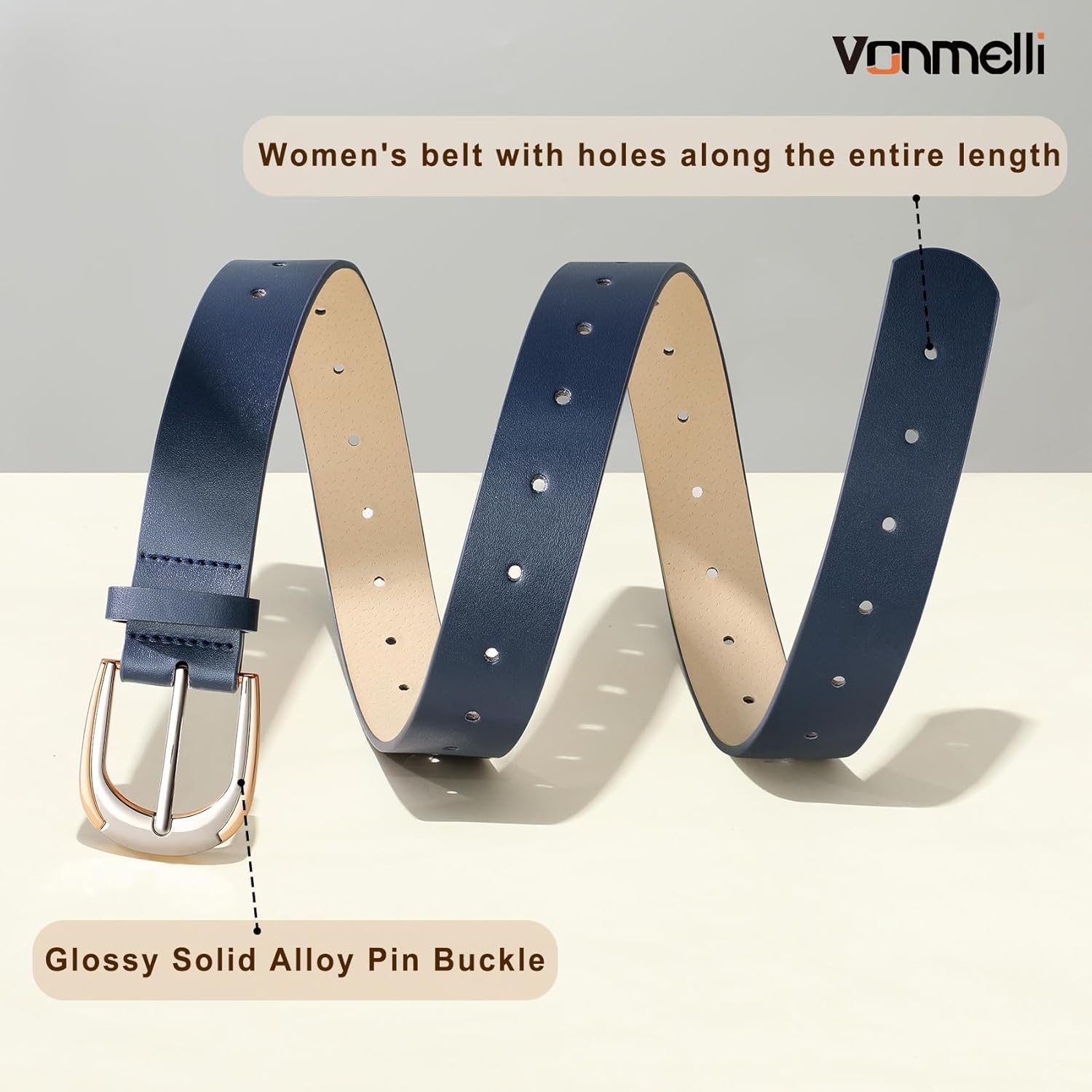 Women Leather Belt for Pants Jeans Dresses Ladies Belts with Fashion Gold Silver Buckle - Image 2