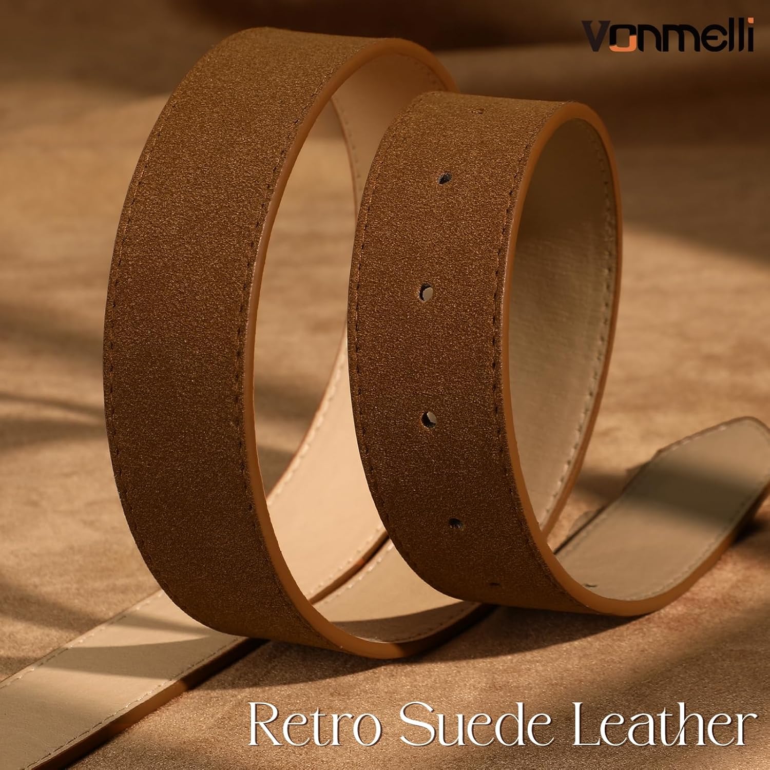 Women Suede Leather Belt for Jeans Dresses Ladies Waist Belt with Retro Gold Buckle - Image 5