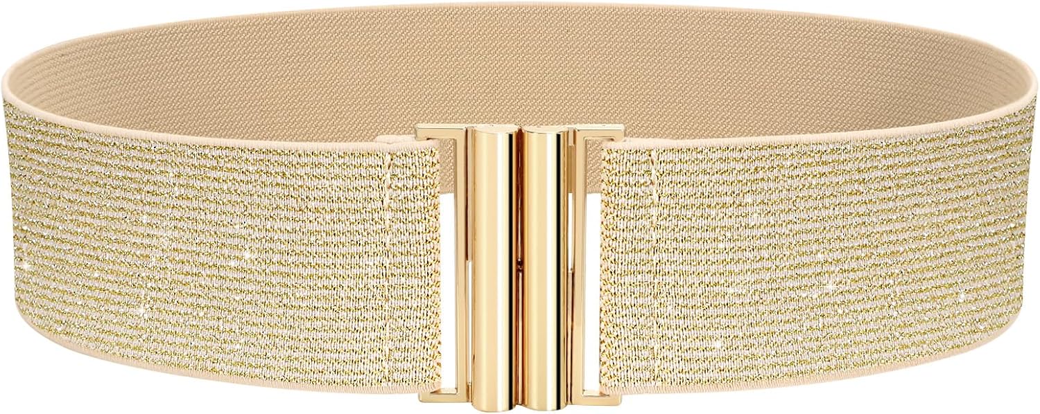 Wide Elastic Stretchy Belts for Women, Trimmer Stretch Waistband Retro Waist Belt for Dresses - Image 1