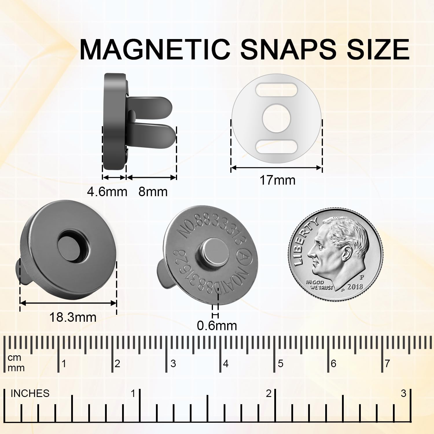 CooBigo 40 Sets Magnetic Snaps for Purse Closures 18mm Magnetic Fastener Replacement Kit Magnetic Snaps for Purses and Totes Clothing Bag DIY Craft - Image 2