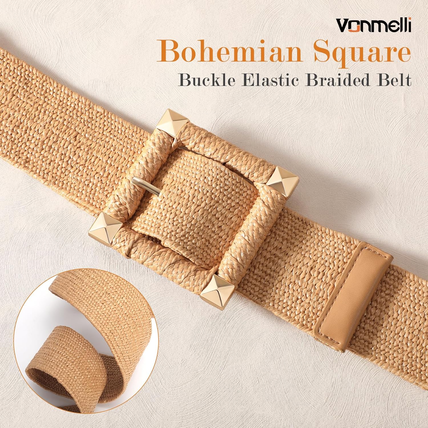 Straw Woven Elastic Belt Boho Braided Belts for Women Bohemian Belt for Summer Dress - Image 6